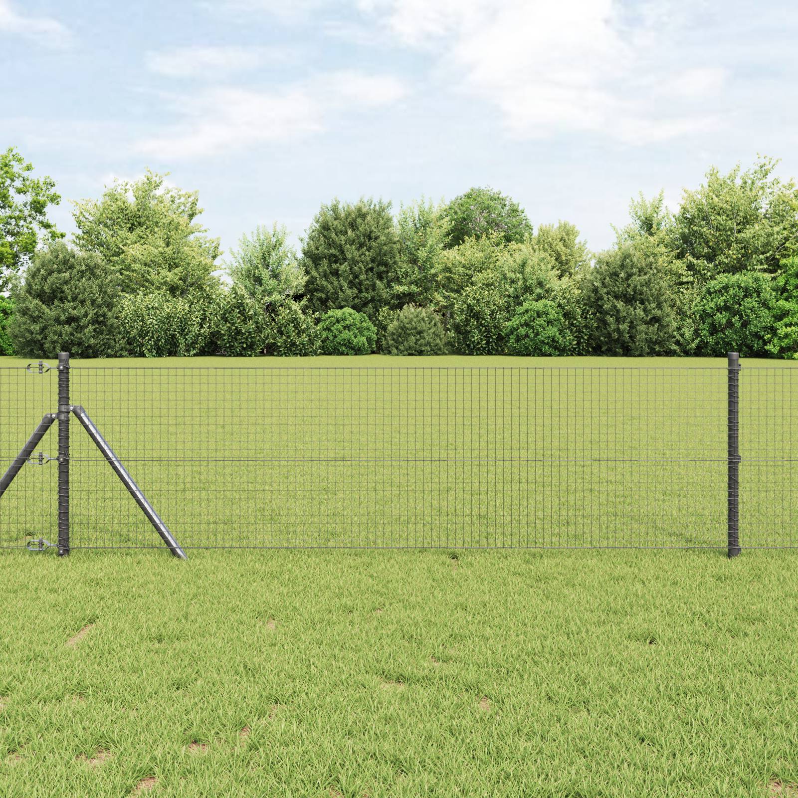 vidaXL Geschweißter Drahtzaun mit 13 Pfosten Grau 0.8x25 m Stahl
