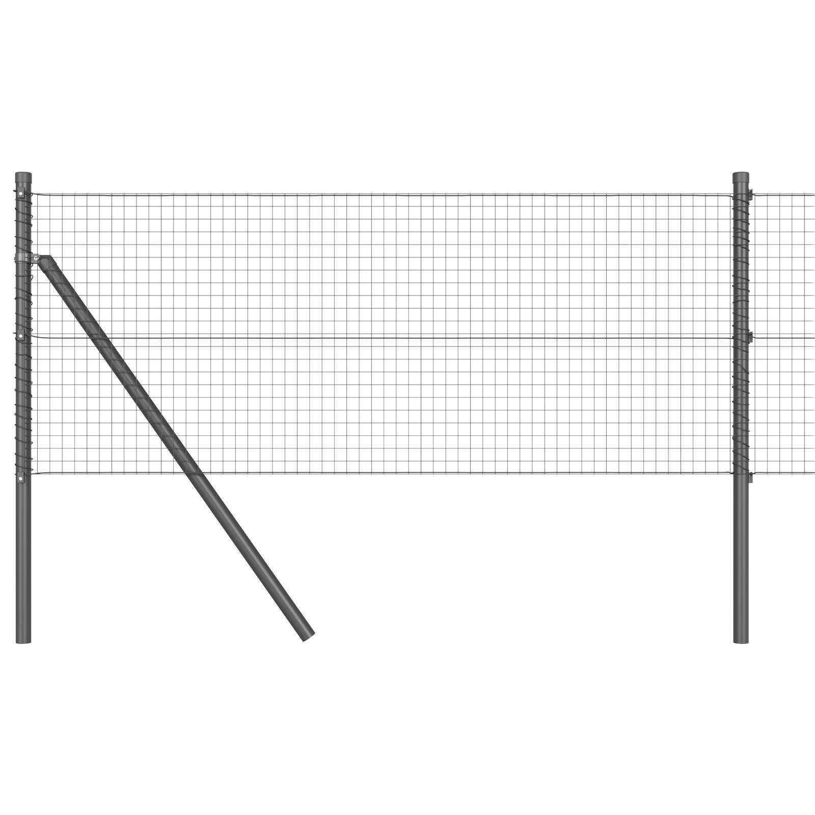 vidaXL Geschweißter Drahtzaun mit 13 Pfosten Grau 0.8x25 m Stahl
