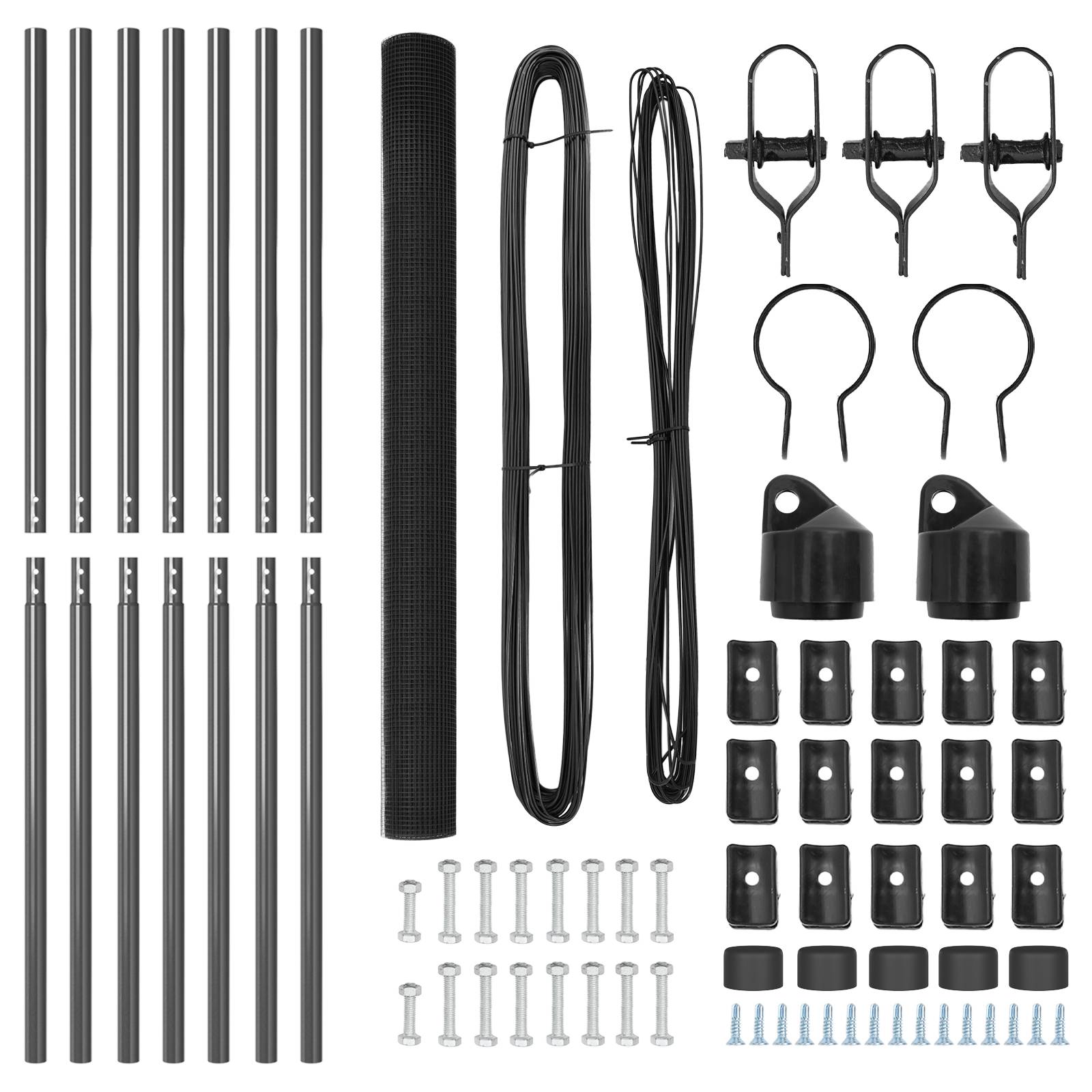 vidaXL Geschweißter Drahtzaun mit 7 Pfosten Grau 1,5x10 m Stahl