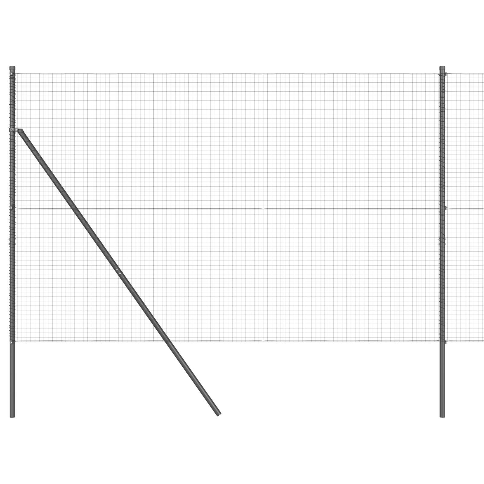 vidaXL Schweißdrahtzaun mit 7 Pfosten Grau 1,6 x 10 m Stahl