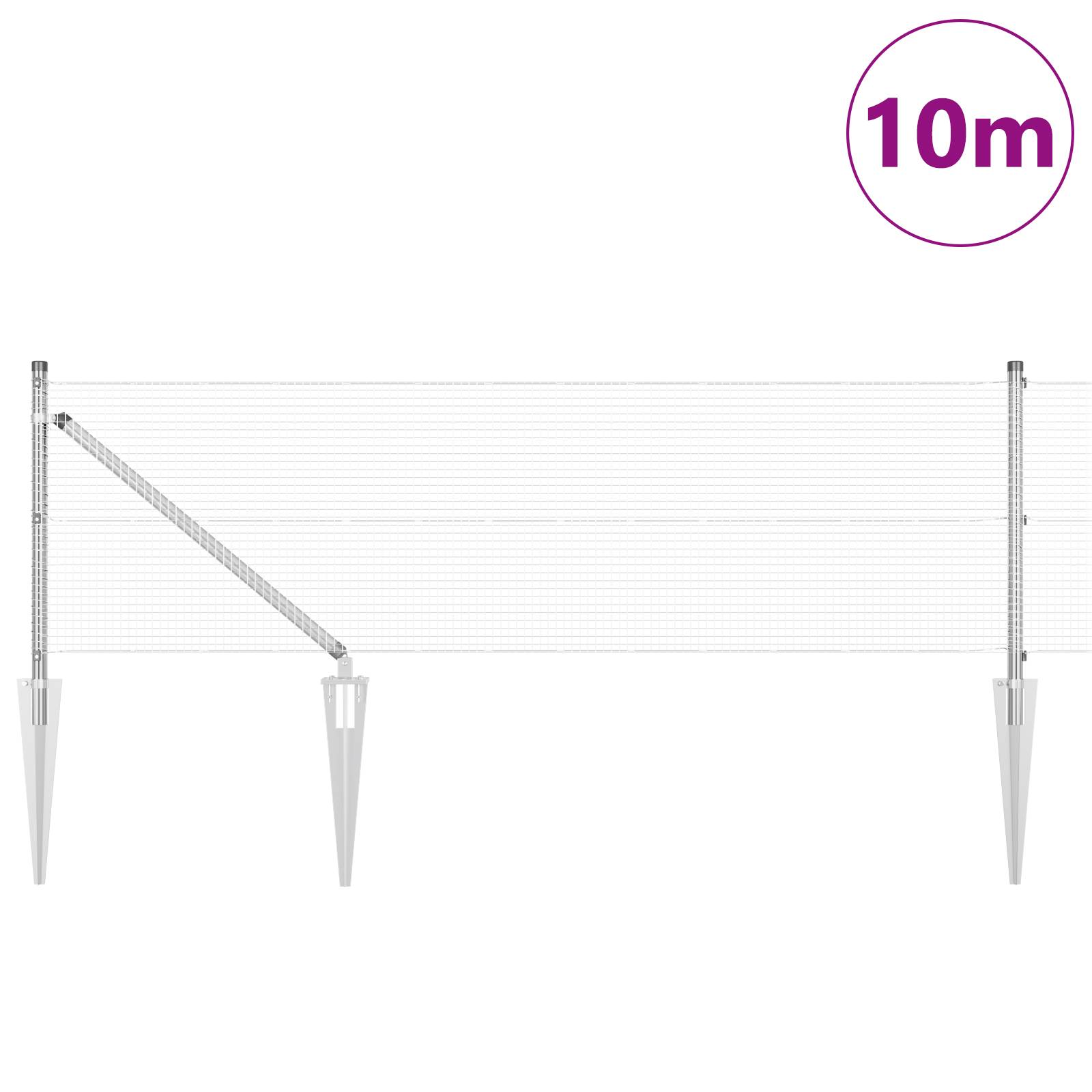 vidaXL Zaunpfosten-Set Set aus 2 Verzinkter Stahl 10 x 0,5 m Langlebig