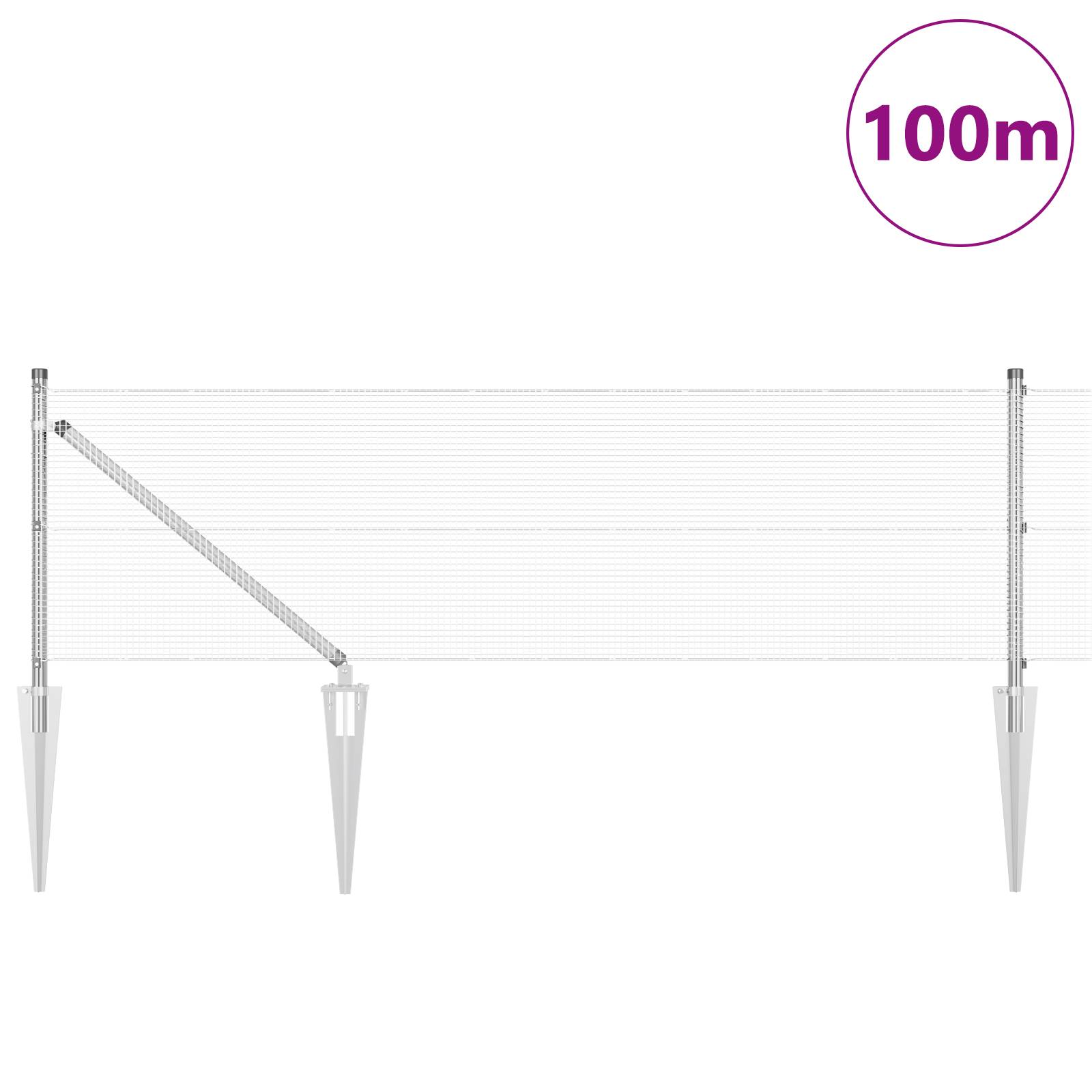 vidaXL Geschweißter Drahtzaun mit 13 Spike-Posten 0,4 x 100 m Verzinkter Stahl