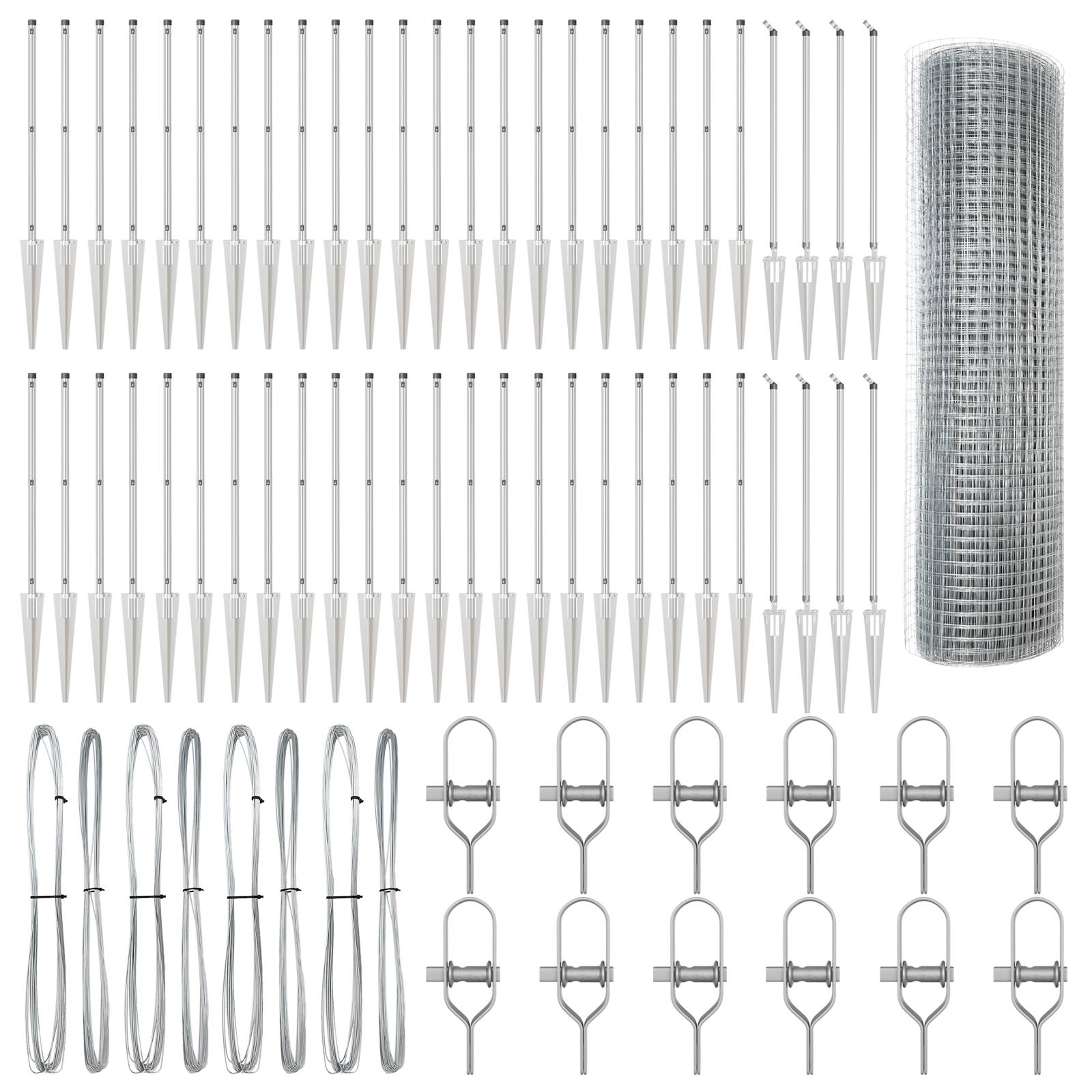 vidaXL Geschweißter Drahtzaun mit 13 Spike-Posten 0,4 x 100 m Verzinkter Stahl