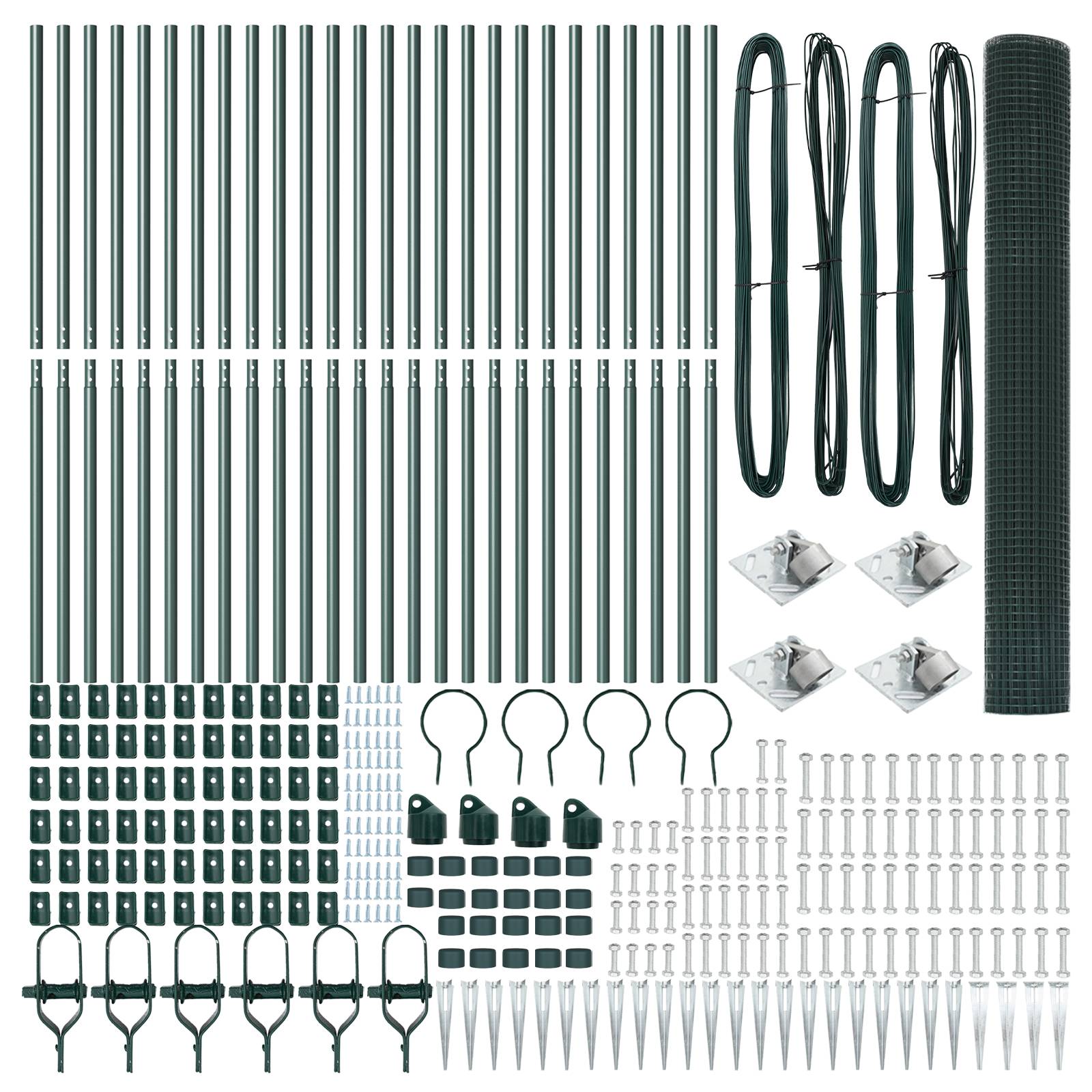 vidaXL Geschweißter Drahtzaun mit 13 Spitzpfählen Grün 1,2x50 m Stahl