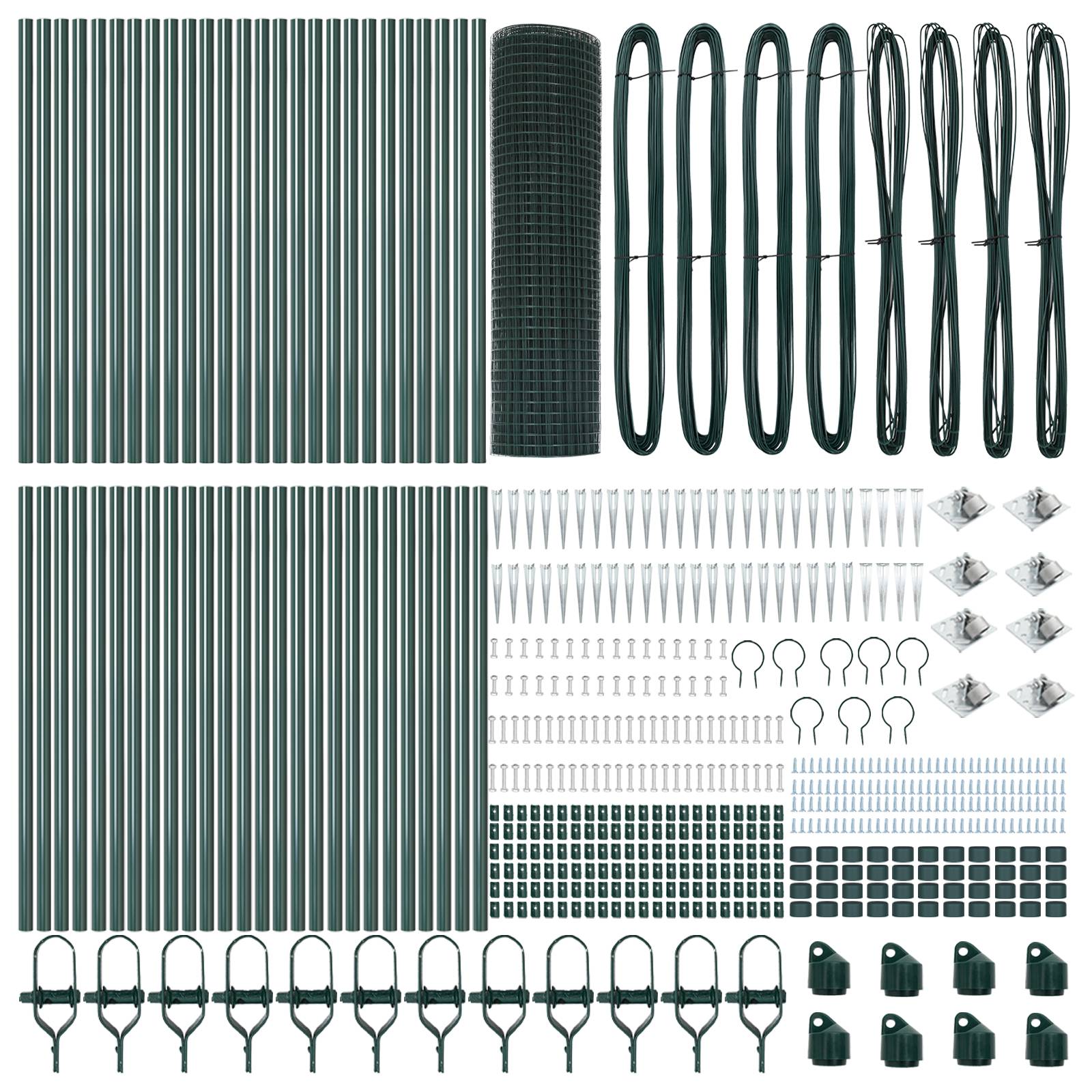 vidaXL Geschweißter Drahtzaun mit 13 Spike-Posten Grün 0.8x100 m Stahl