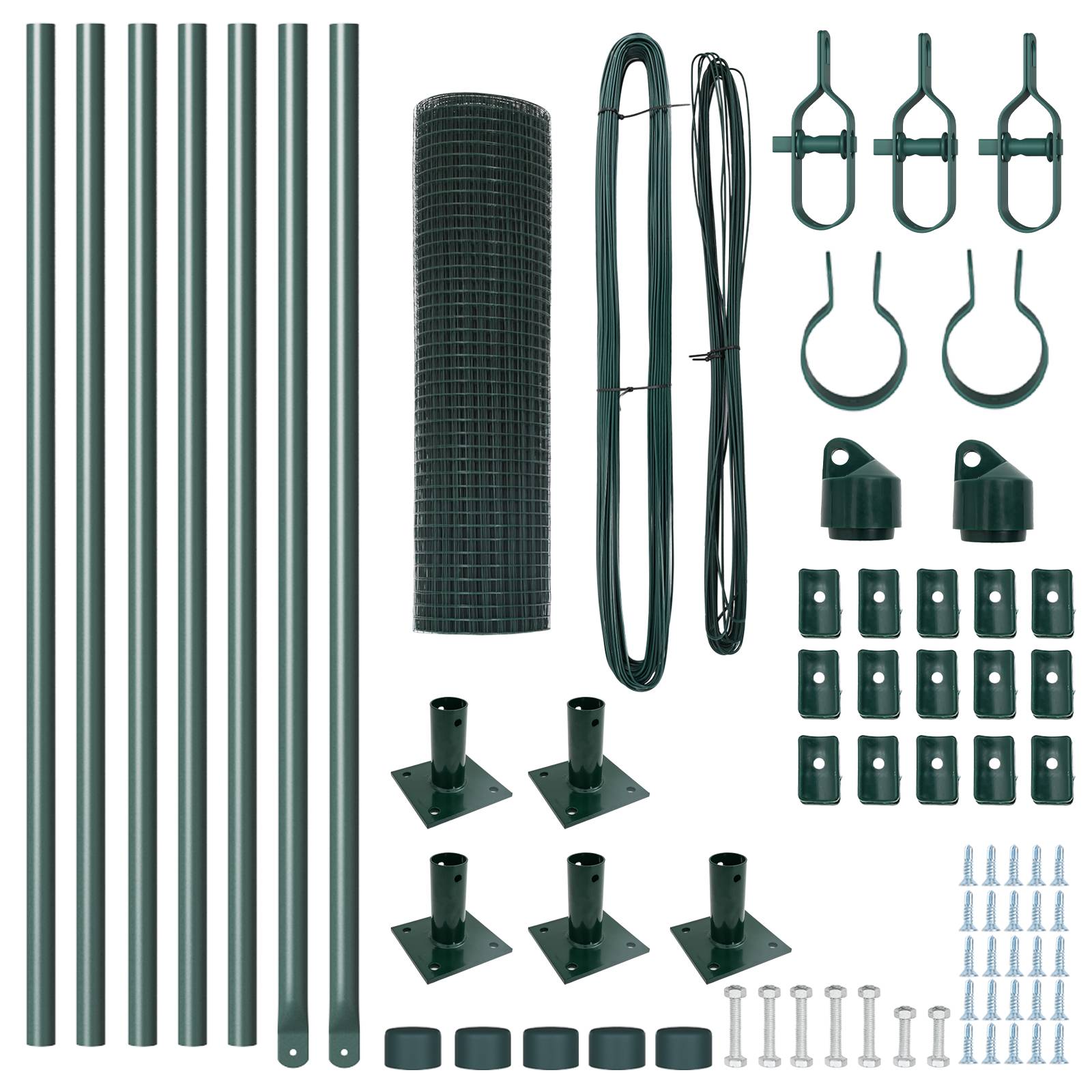 vidaXL Schweißdrahtzaun mit 7 Flanschpfosten Grün 0.4x10 m Stahl