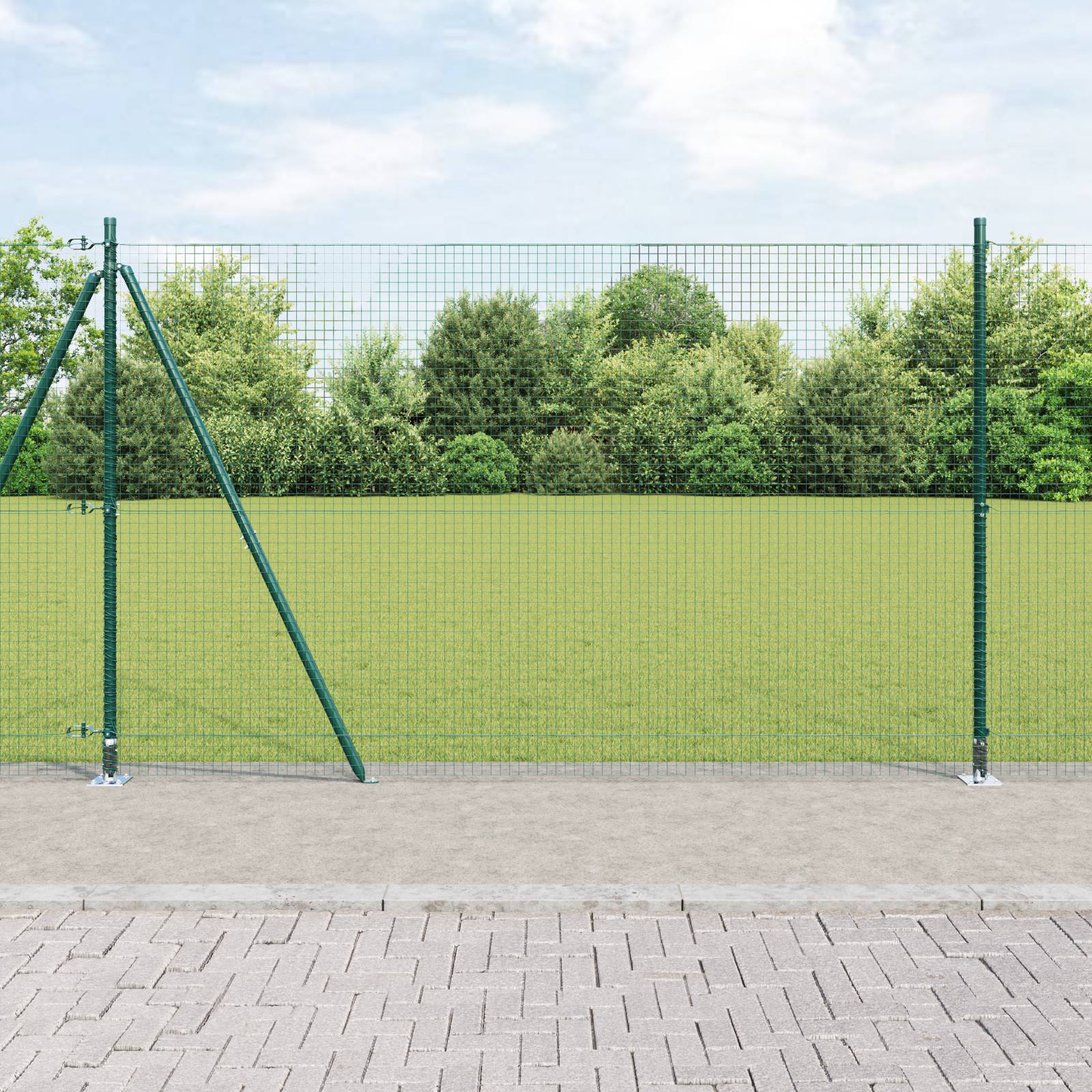 vidaXL Stahl-Zaunpfosten-Set Set aus 2 Grün Pulverbeschichteter Stahl