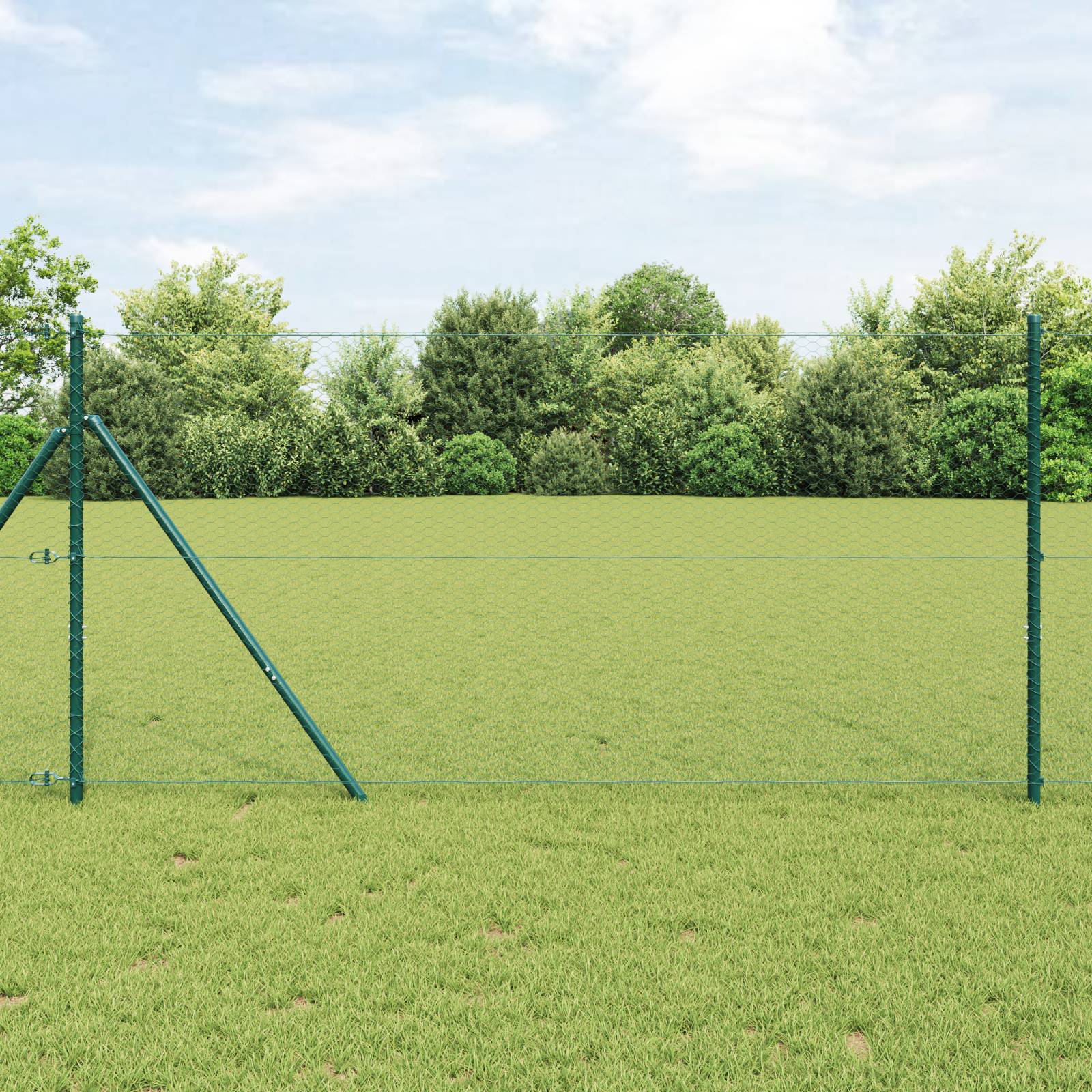 vidaXL Zaunset Set von 2 Grün PVC-beschichteter Stahl 25 x 1,2 m