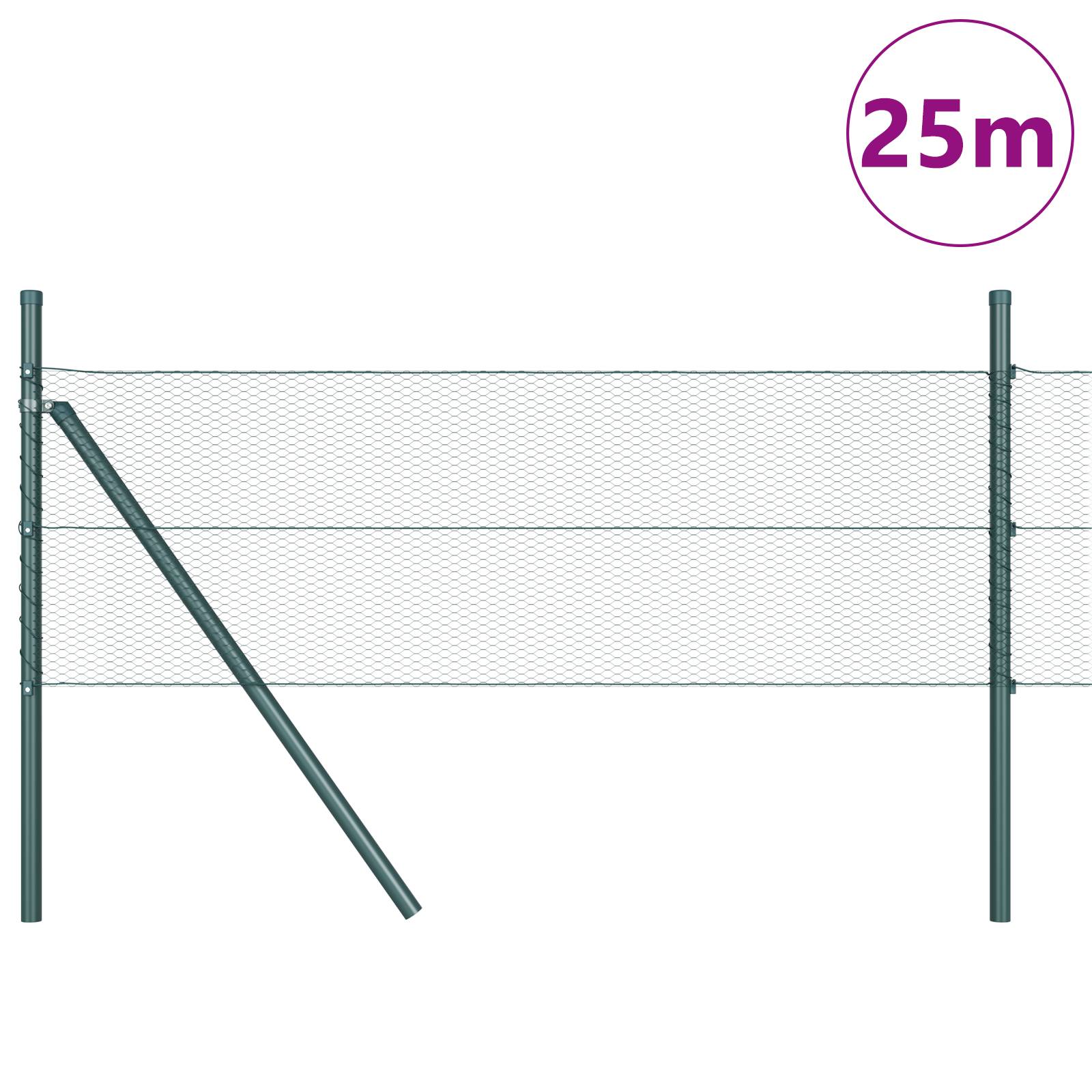 vidaXL Zaun-Set Set aus 2 Grau Metall, Kunststoff 25 x 0.5 m Langlebig