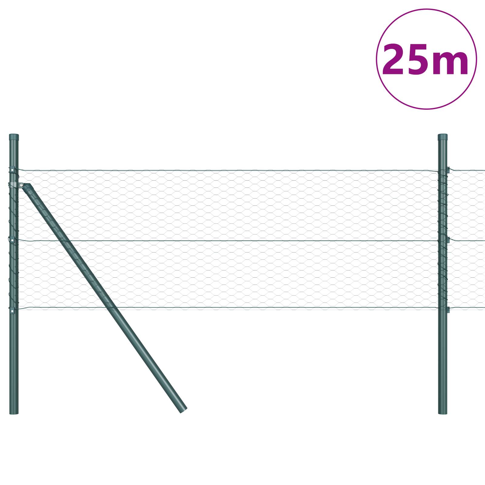 vidaXL Sechseckzaun Grün 0,4x25 m Stahl