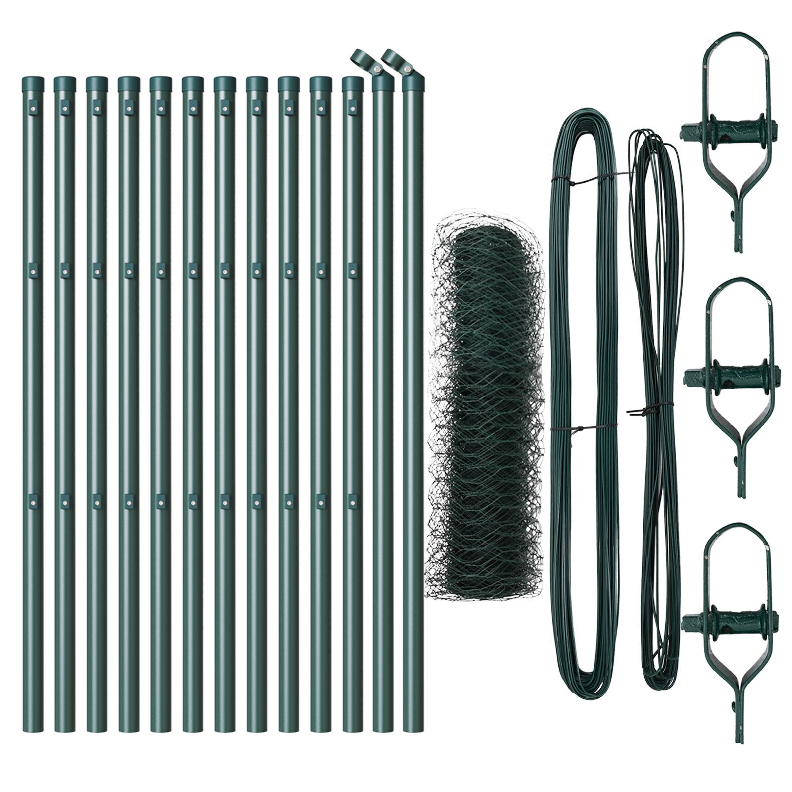 vidaXL Zaunset Set aus 2 Waldgrün Pulverbeschichteter Stahl 25 x 0,5 m