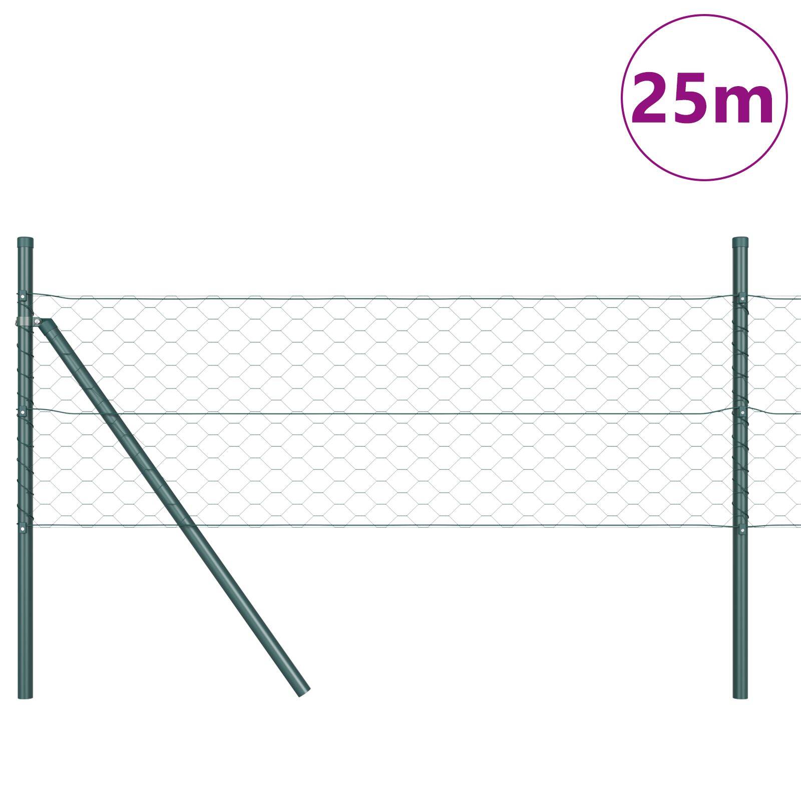 vidaXL Zaunset Set aus 2 Waldgrün Metall-Draht, Stahl 25 x 0.5 m