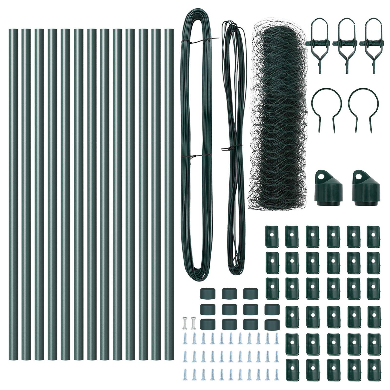 vidaXL Zaunset Set aus 2 Waldgrün Metall-Draht, Stahl 25 x 0.5 m