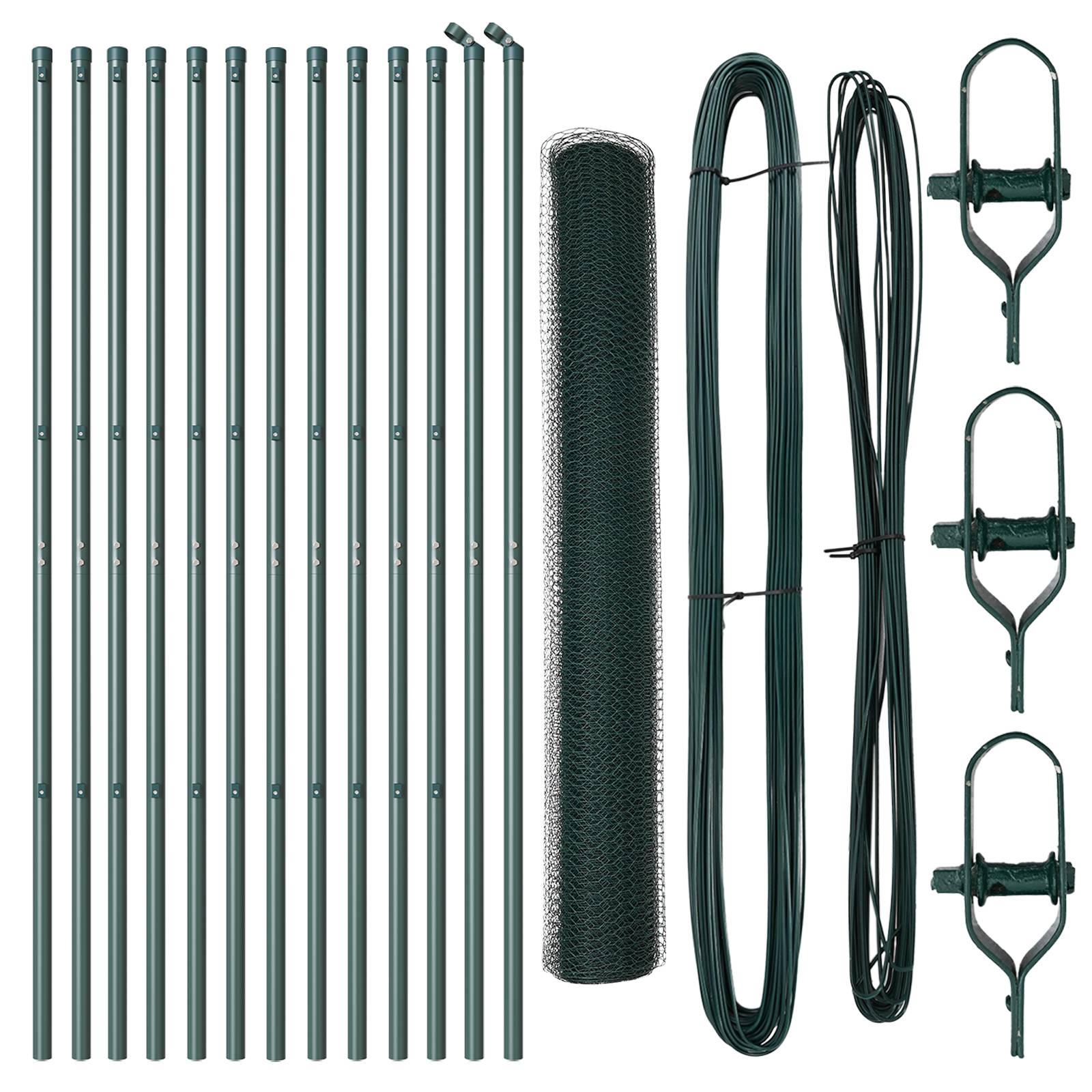 vidaXL Zaunset Set von 2 Grün PVC-beschichteter Stahl 25 x 1,2 m