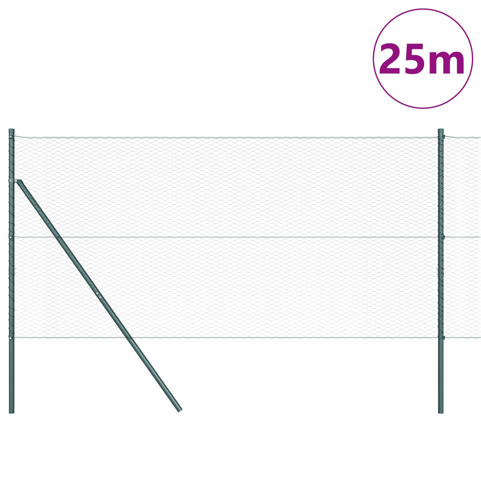 vidaXL Zaunset Set von 2 Grün PVC-beschichteter Stahl 25 x 1,2 m
