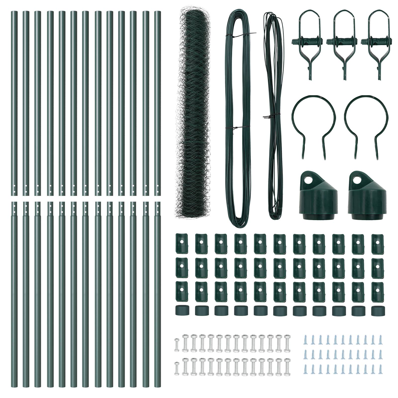 vidaXL Zaunset Set aus 2 Grün Metall 25 x 1,2 m Langlebig Außenzaun