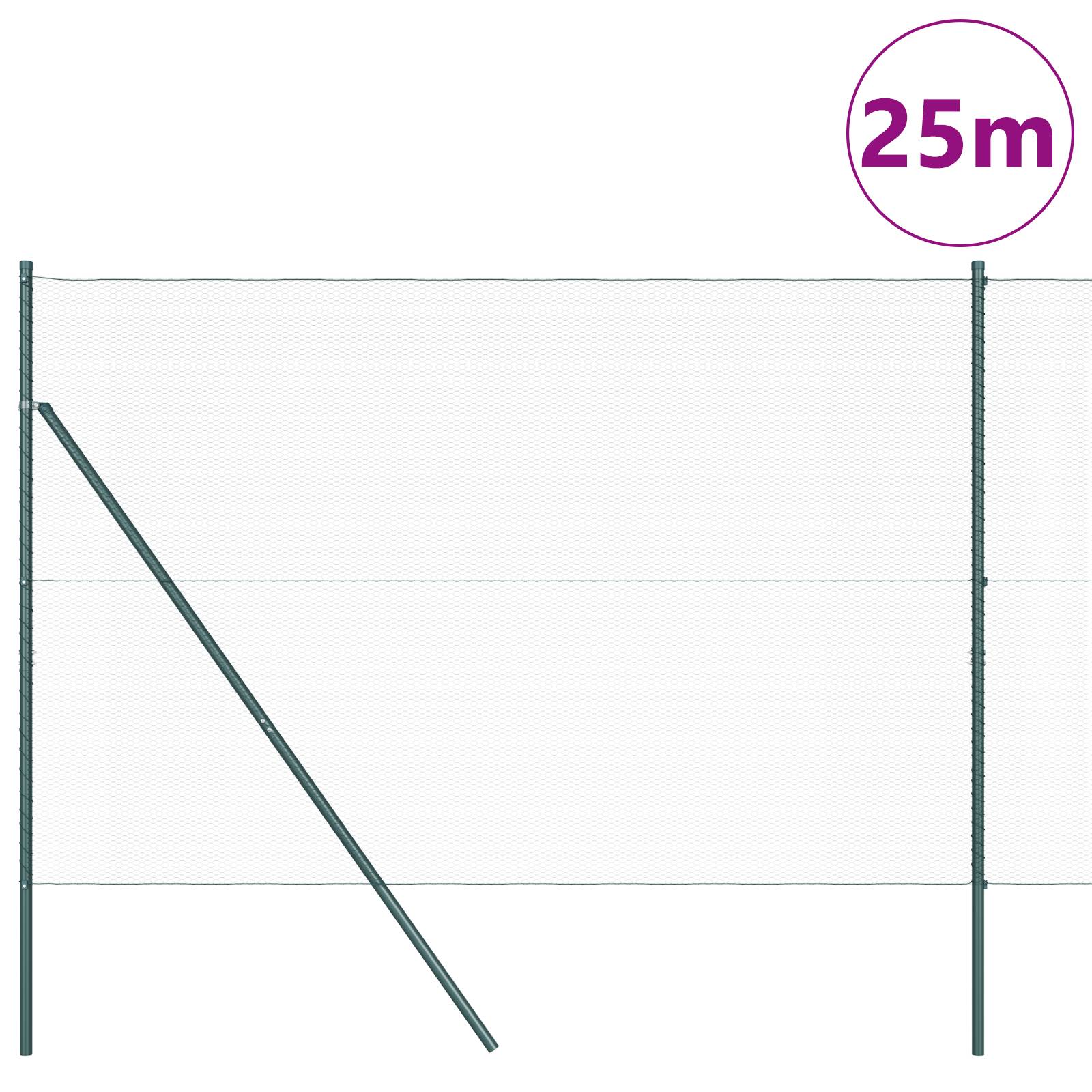 vidaXL Sechseckzaun Grün 1,6x25 m Stahl