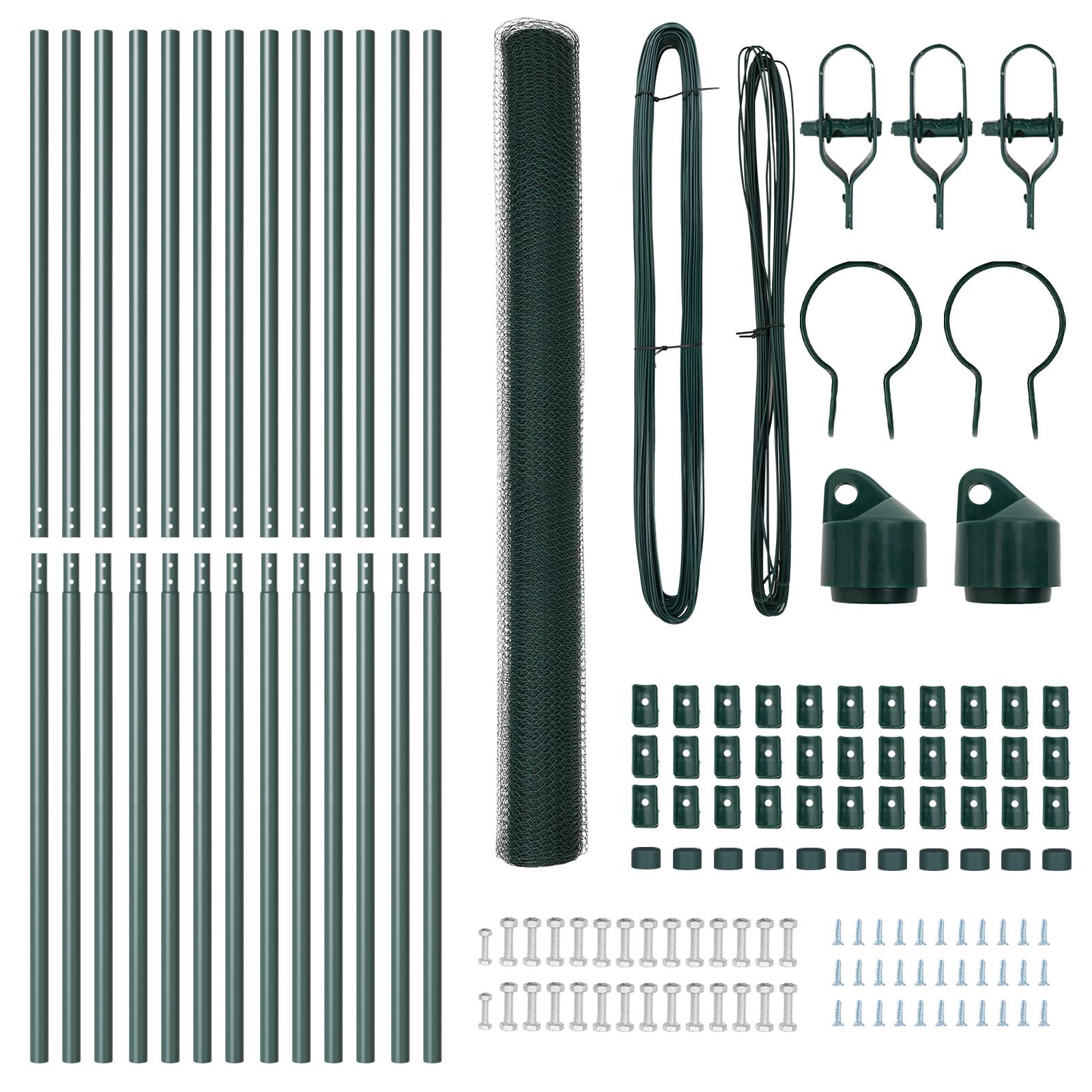 vidaXL Zaunset Set von 2 Grün Metall 25 x 1,5 m Langlebig Außenzäune
