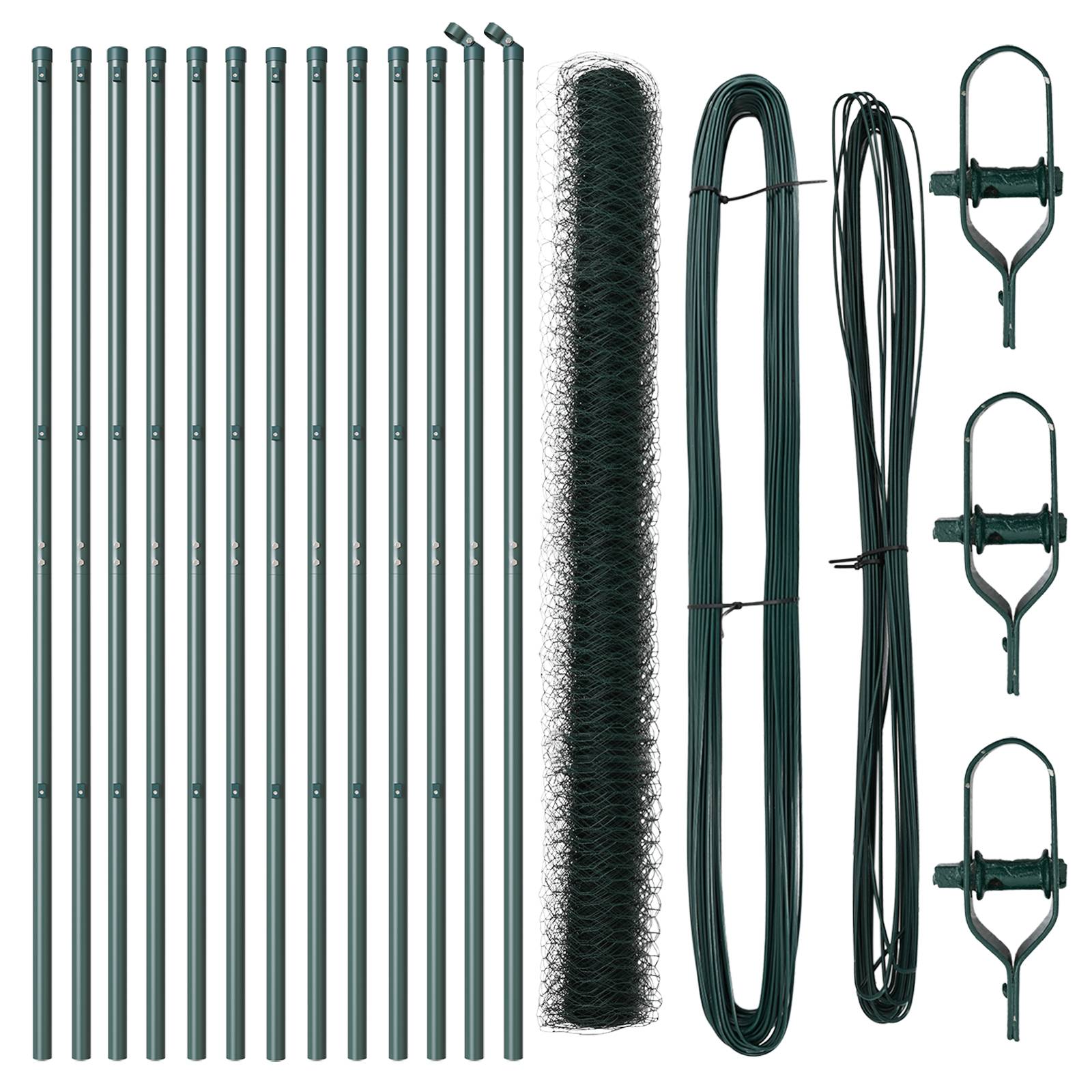 vidaXL Zäunung Set Set aus 2 Grün Pulverbeschichteter Stahl 25 x 1,5 m