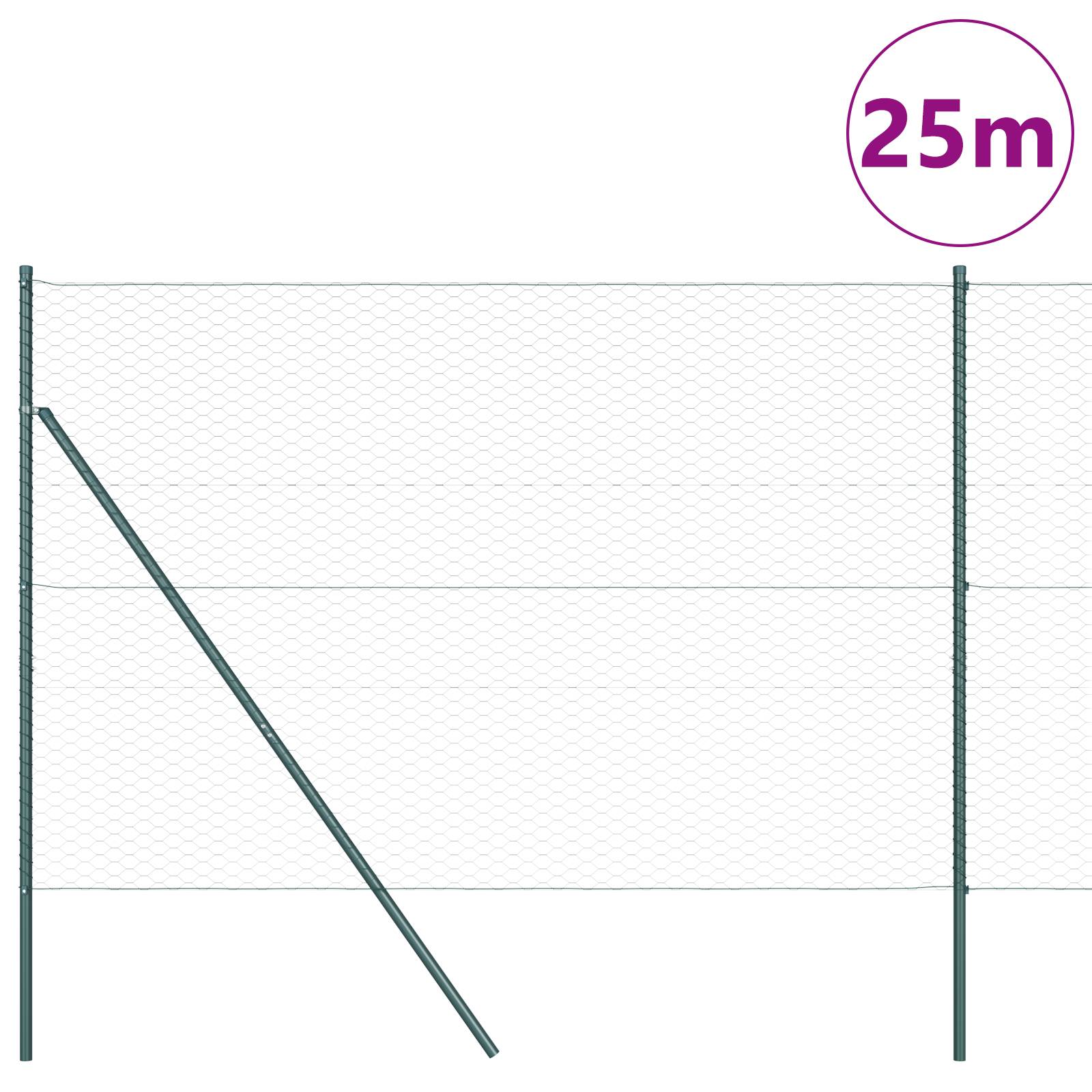 vidaXL Sechseckzaun Grün 1,6x25 m Stahl