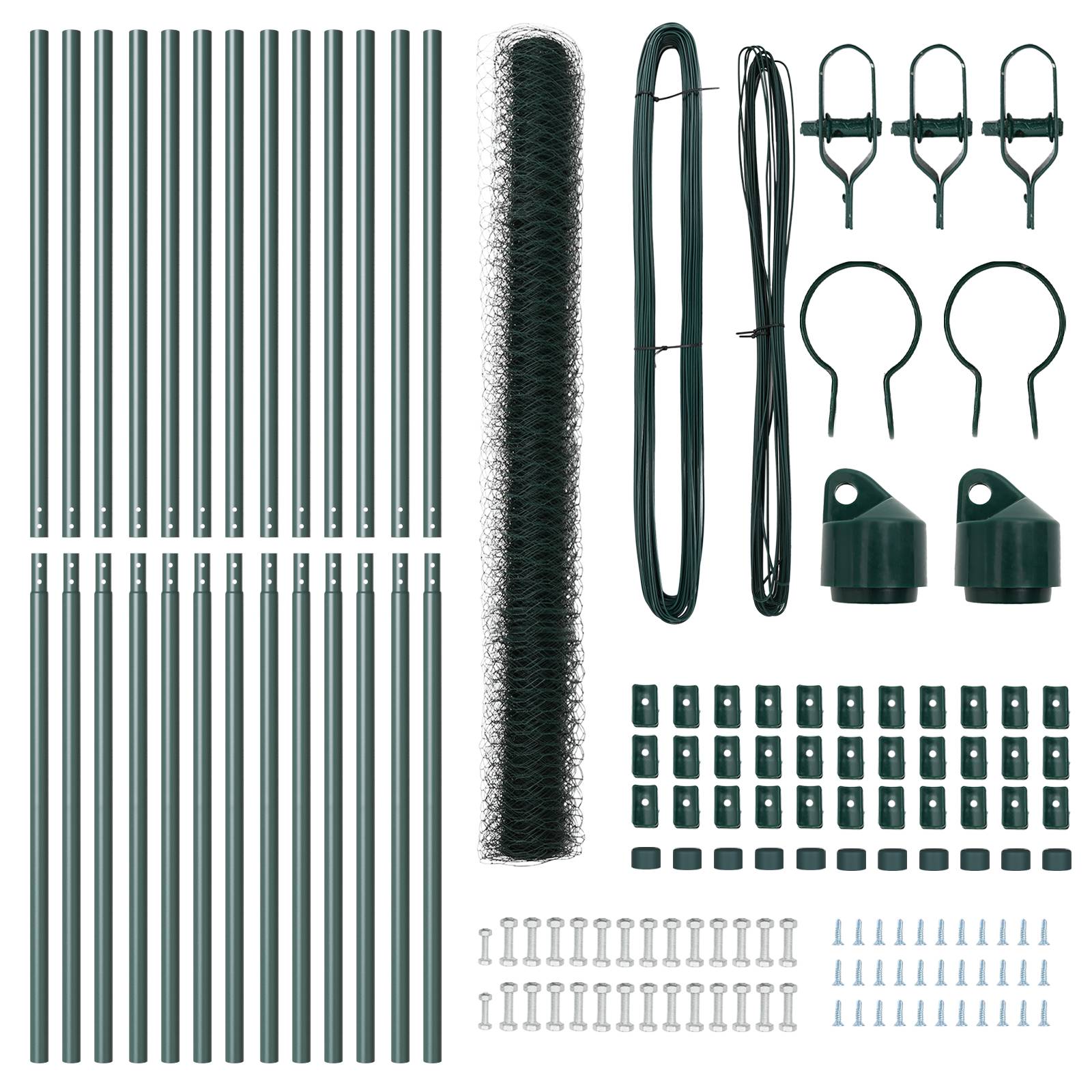 vidaXL Zaun Set Set aus 2 Grün Metall 25m x 1.5m Langlebig Zaun Set