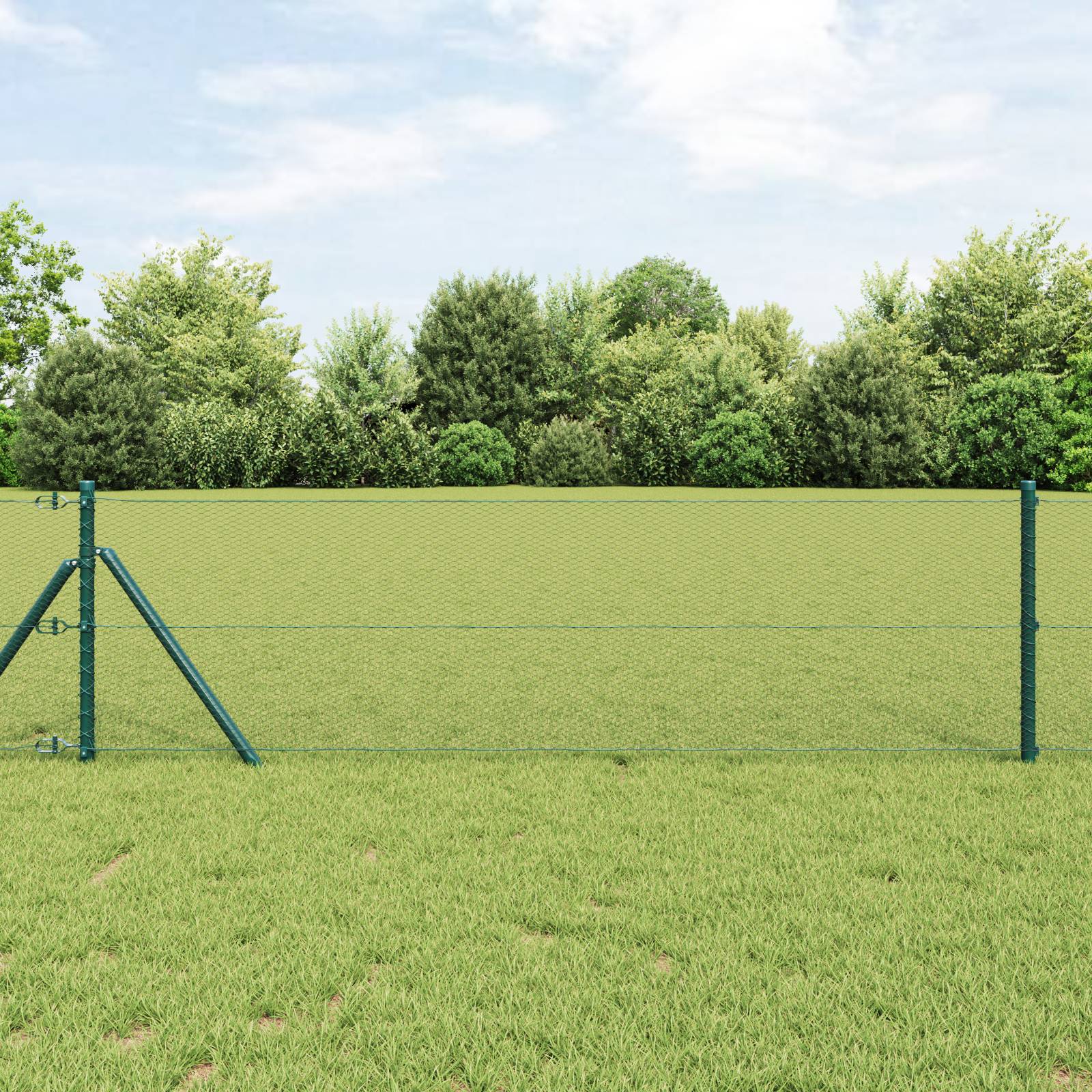 vidaXL Sechseck-Zaun Grün 0.6x100 m Stahl