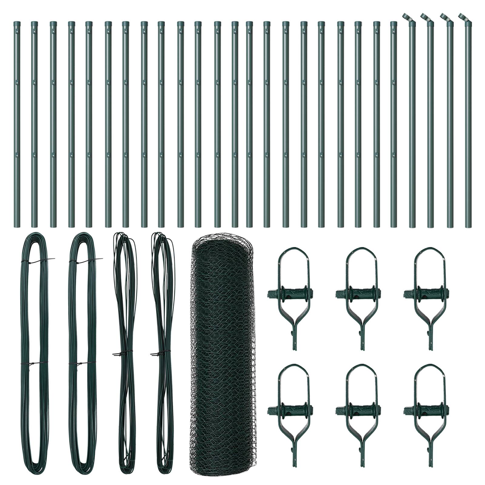 vidaXL Sechseckzaun Grün 0.4x50 m Stahl