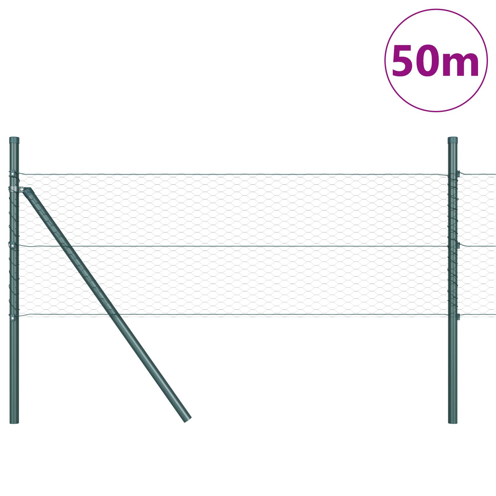vidaXL Hexagonzaun Grün 0.8x50 m Stahl