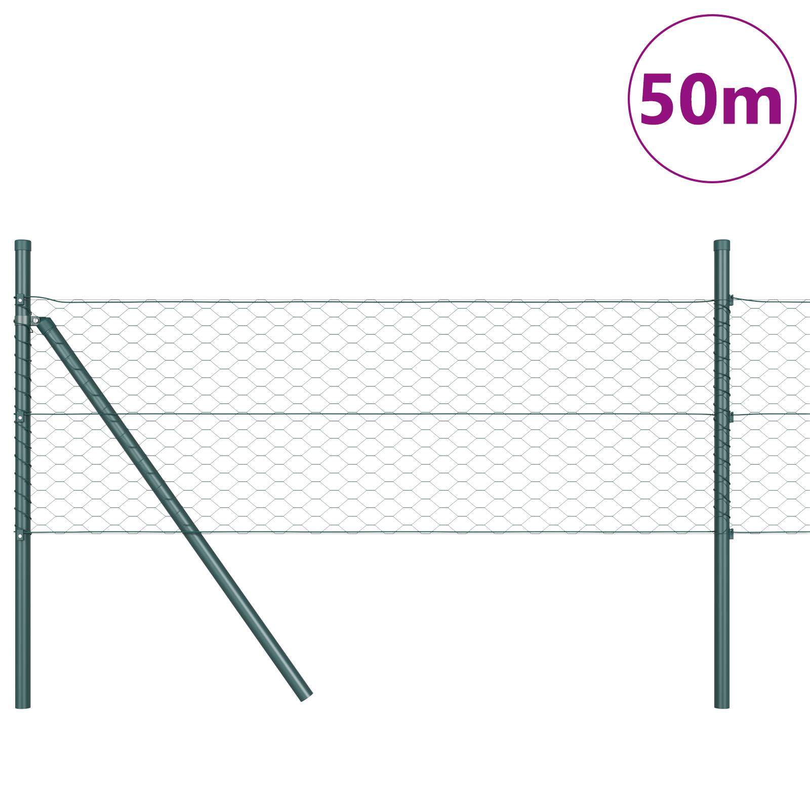 vidaXL Hexagonzaun Grün 0,5x50 m Stahl