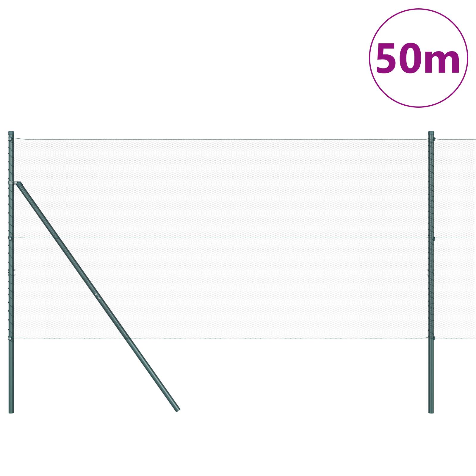 vidaXL Sechseckiger Zaun Grün 1,4x50 m Stahl