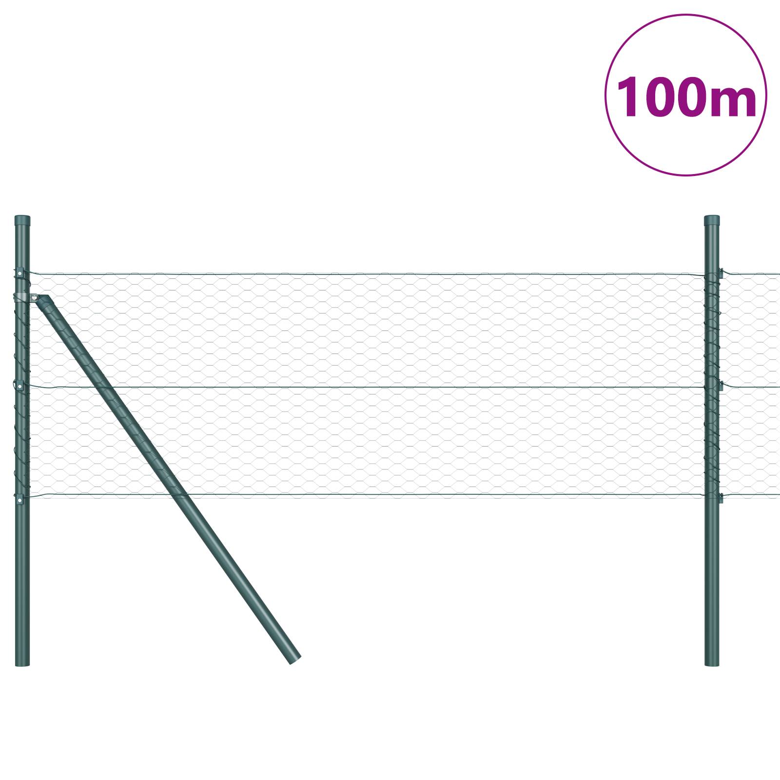 vidaXL Sechseckzaun Grün 0.8x100 m Stahl