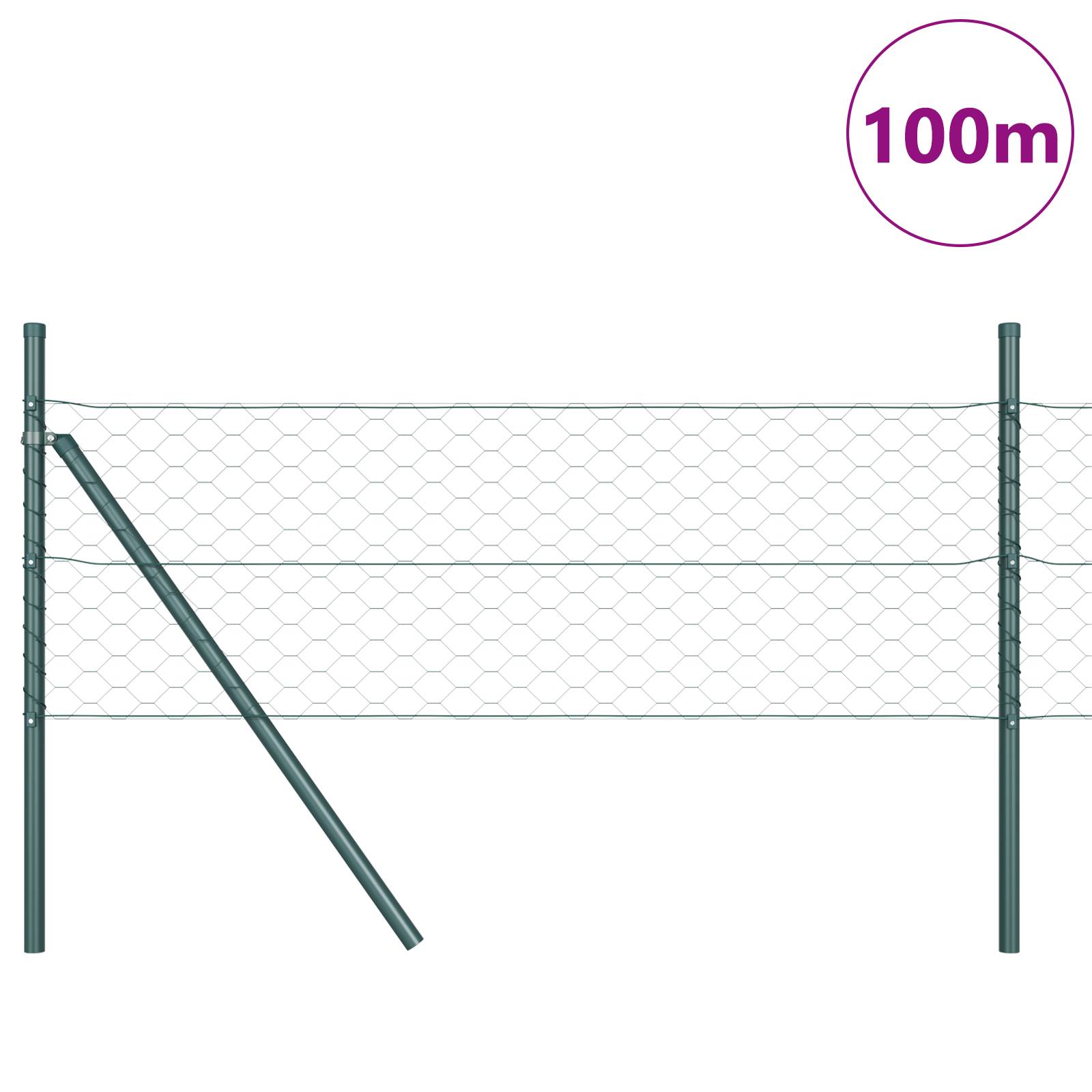 vidaXL Sechseckzaun Grün 0,4x100 m Stahl