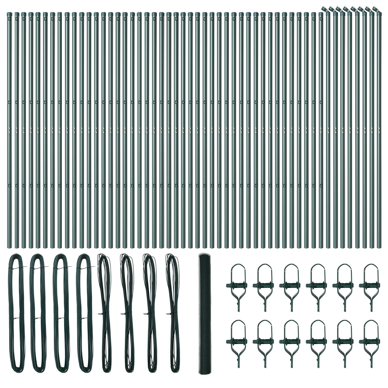 vidaXL Sechseckiger Zaun Grün 1,5 x 100 m Stahl