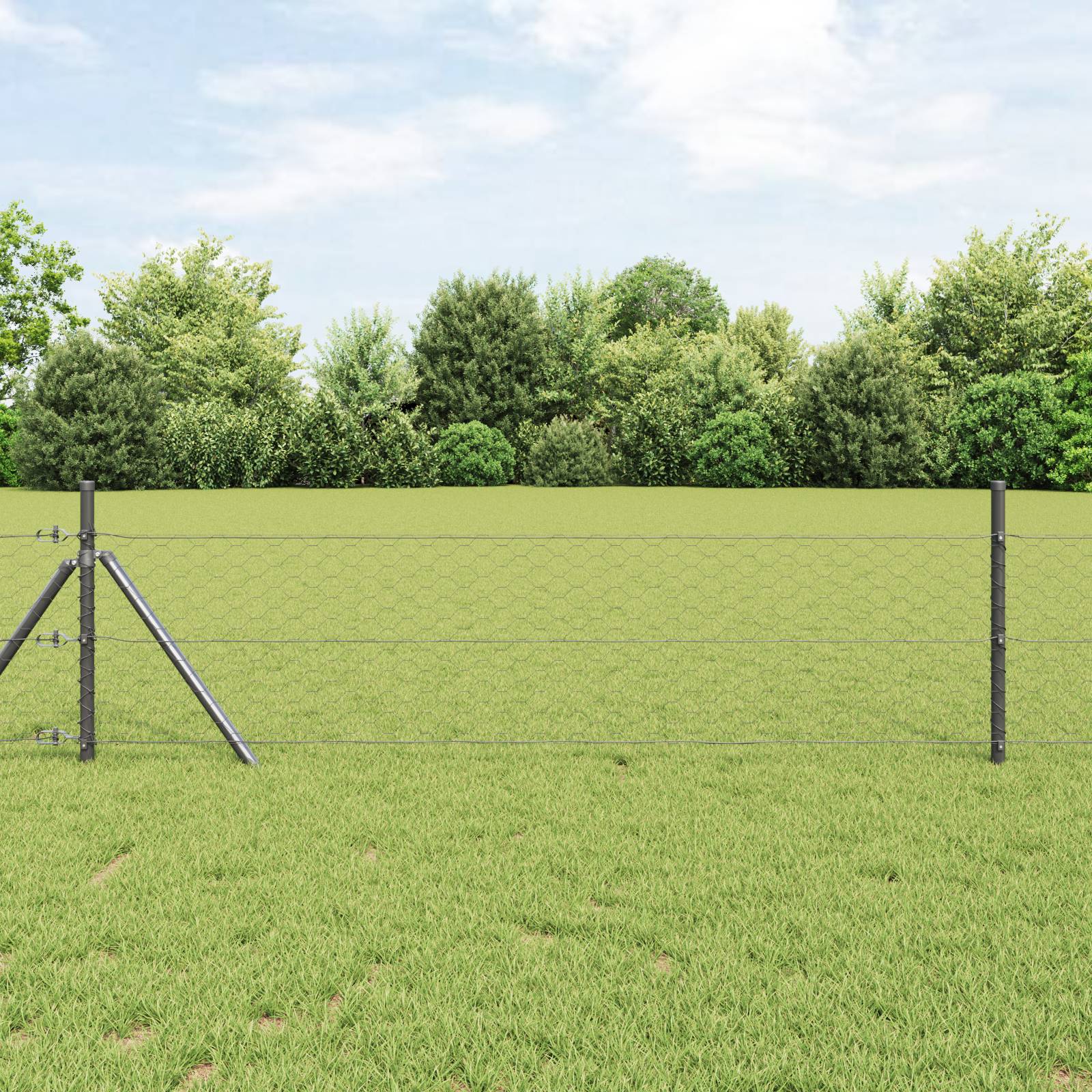 vidaXL Sechseckzaun Grau 1x50 m Stahl