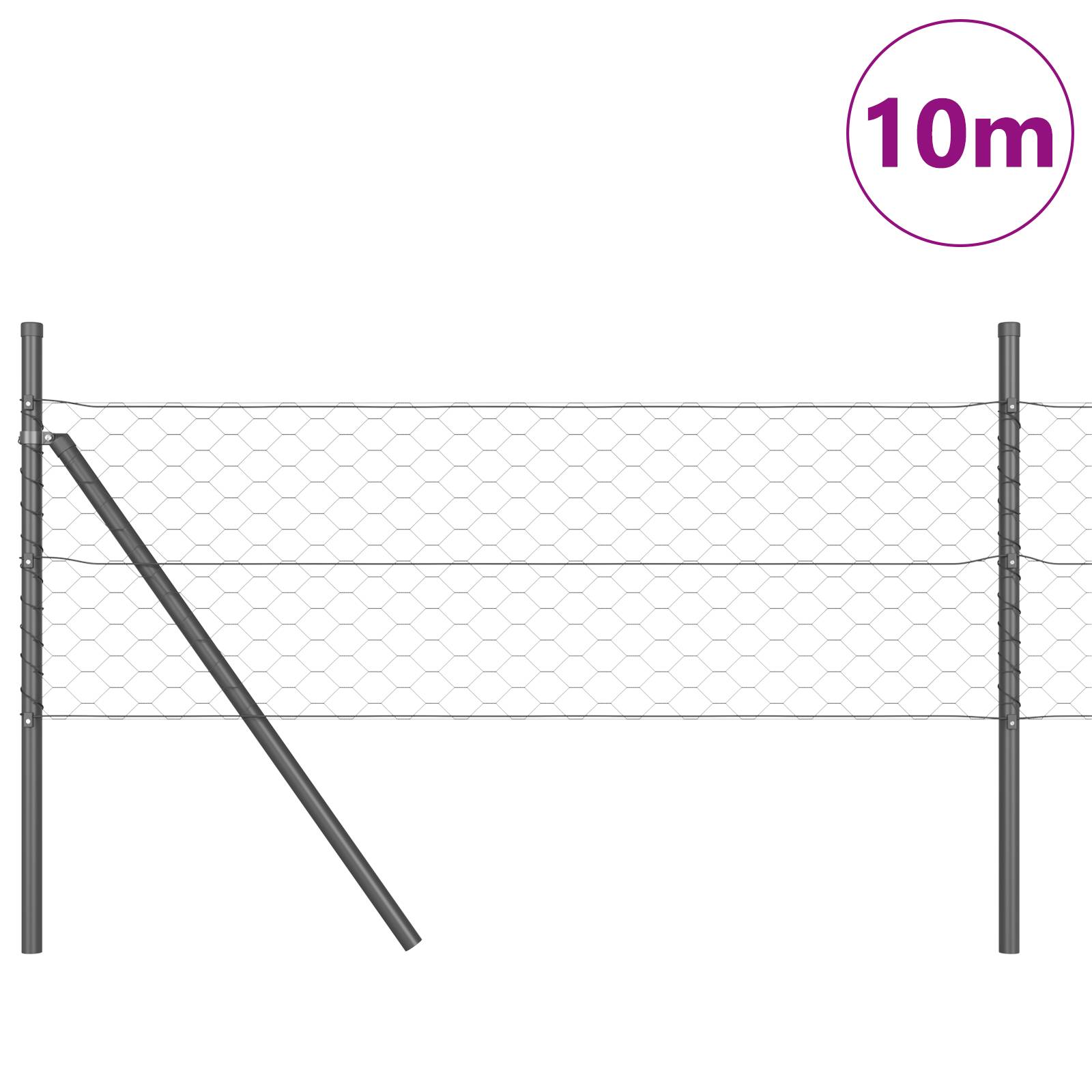 vidaXL Sechseckzaun Grau 0,4x10 m Stahl