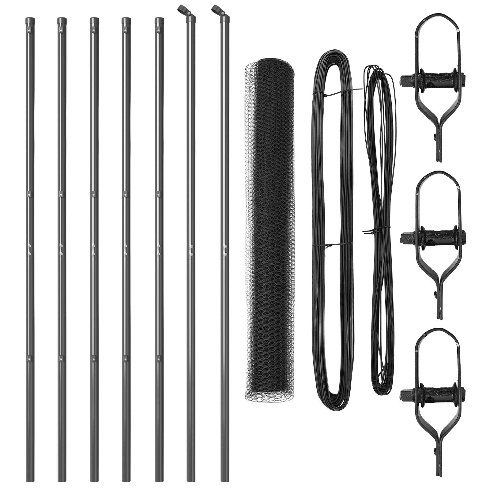 vidaXL Sechseckzaun Grau 1.4x10 m Stahl