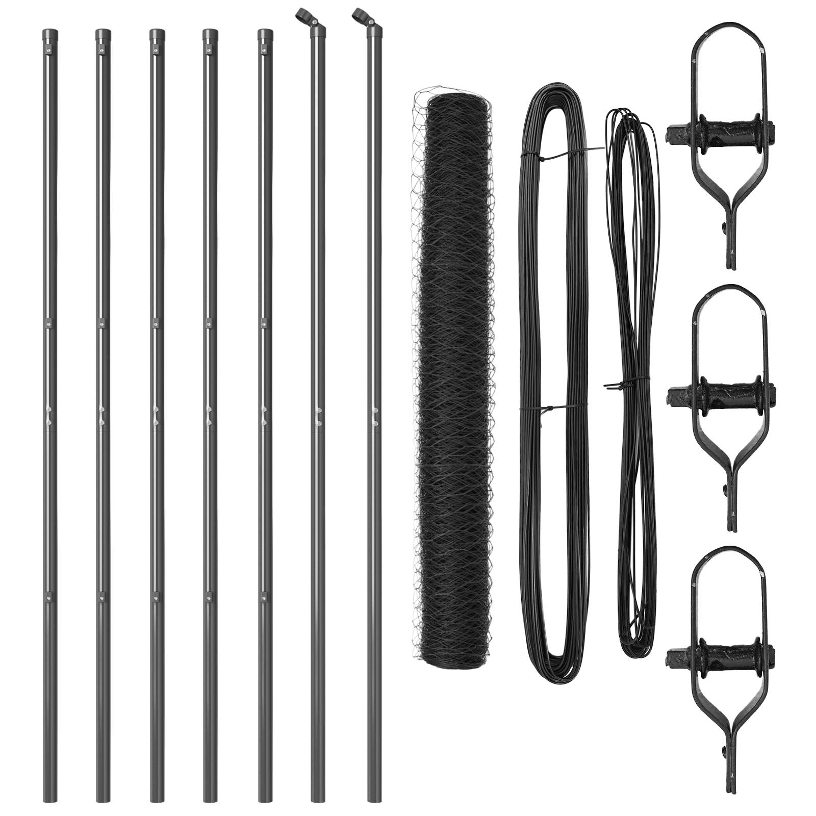 vidaXL Sechseckzaun Grau 1,4x10 m Stahl