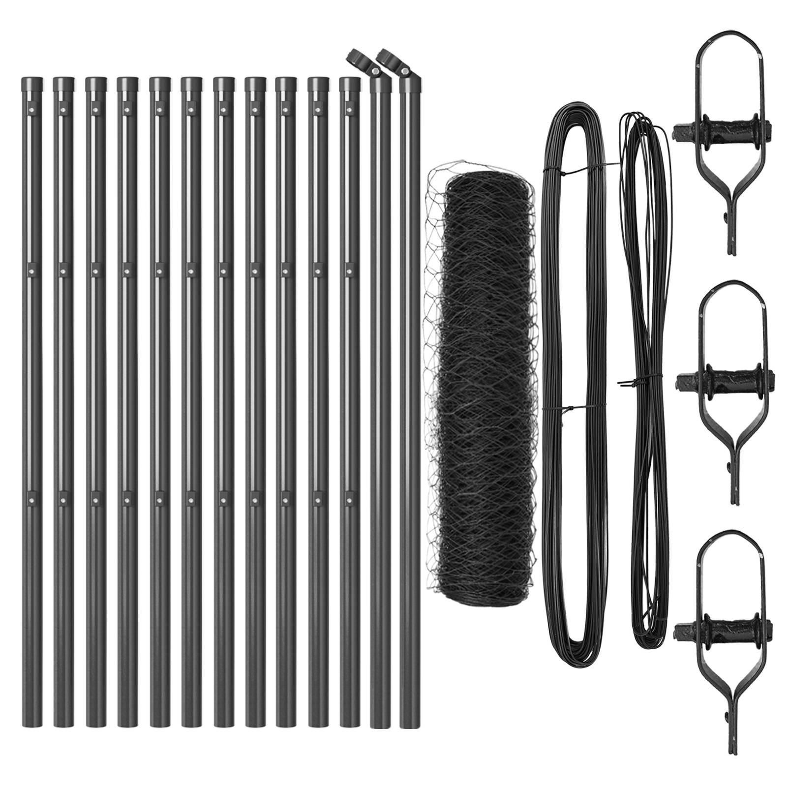 vidaXL Sechseckzaun Grau 0,4x25 m Stahl