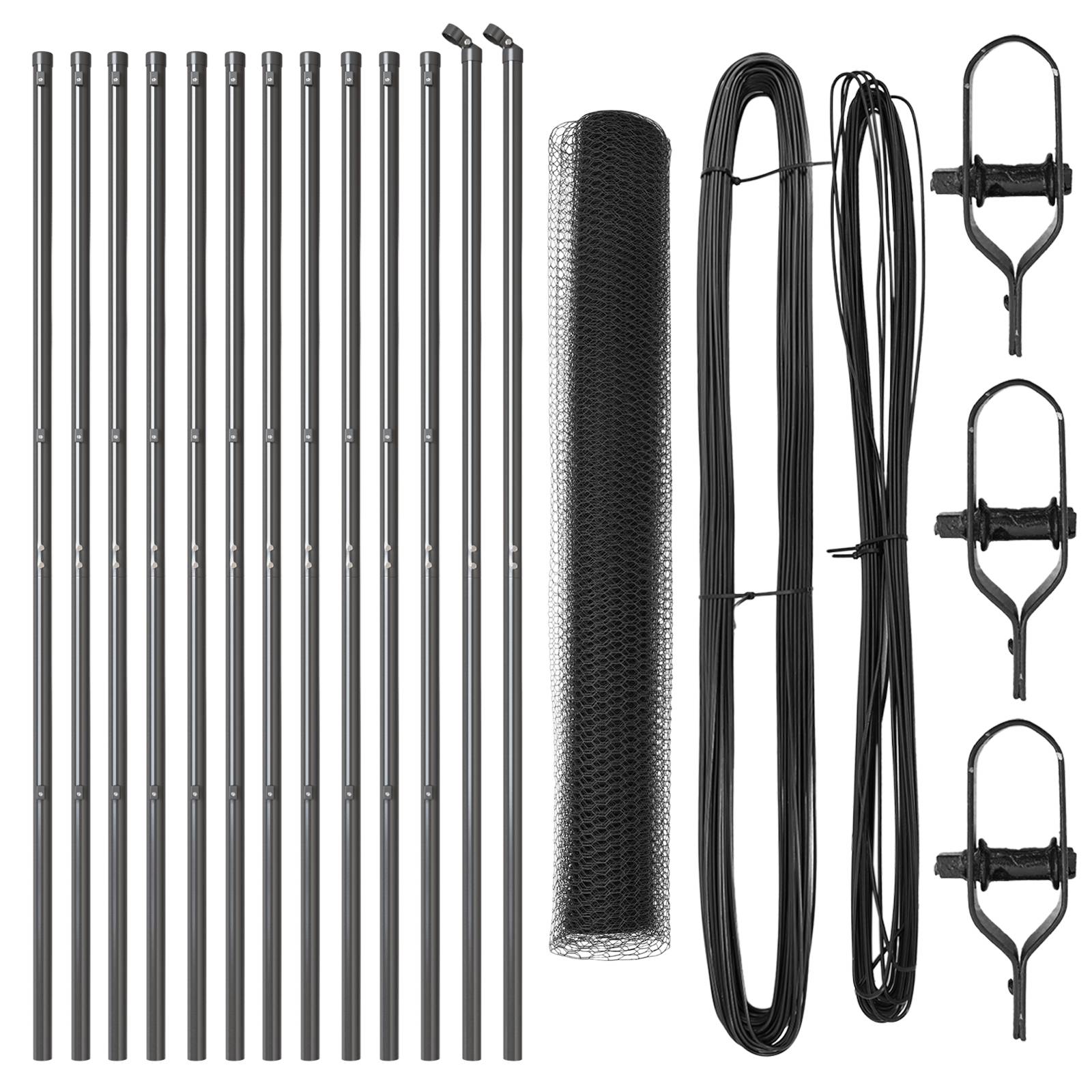 vidaXL Zaun Set Set aus 2 Teilen Grau Metall, Kunststoff 25 x 1 m