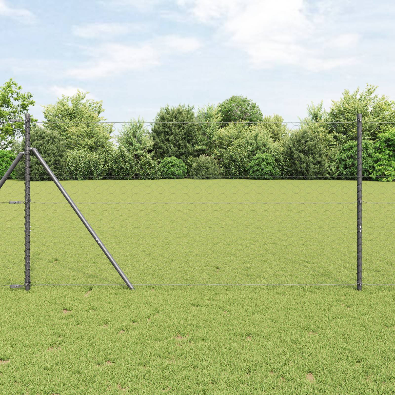 vidaXL Sechseckzaun Grau 1,4x10 m Stahl