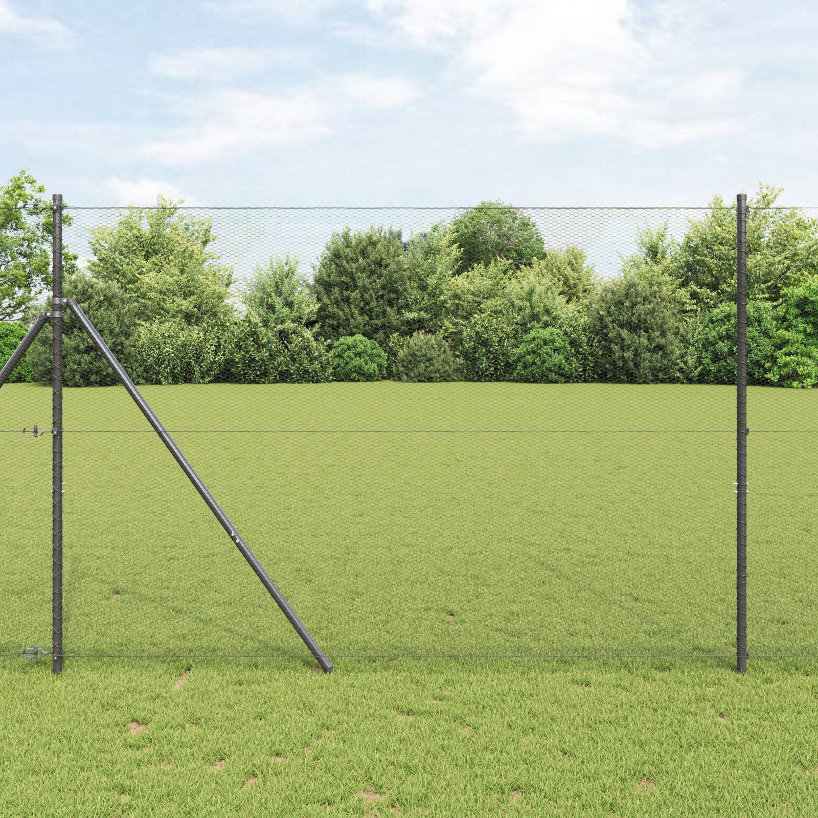vidaXL Sechseckzaun Grau 1,6x25 m Stahl