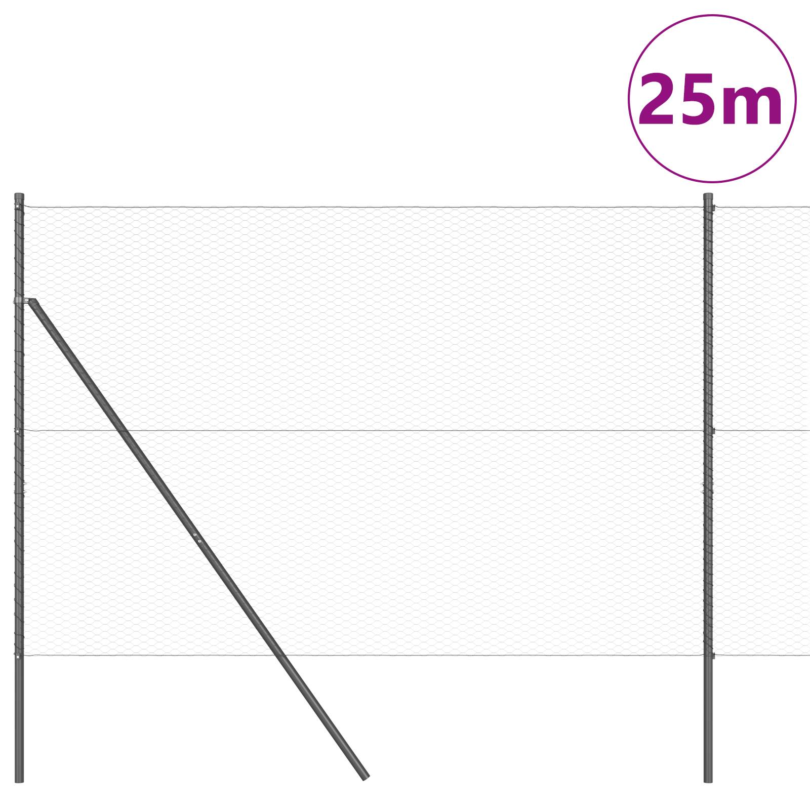 vidaXL Zaunset Set aus 2 Grau Stahl 25 x 1,5 m Langlebig