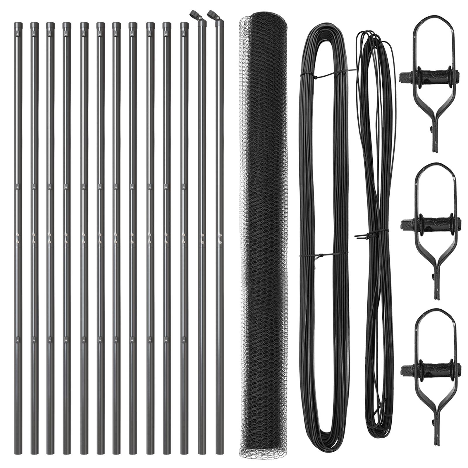 vidaXL Zaunset Set aus 2 Grau Metall 25 x 1,5 Meter