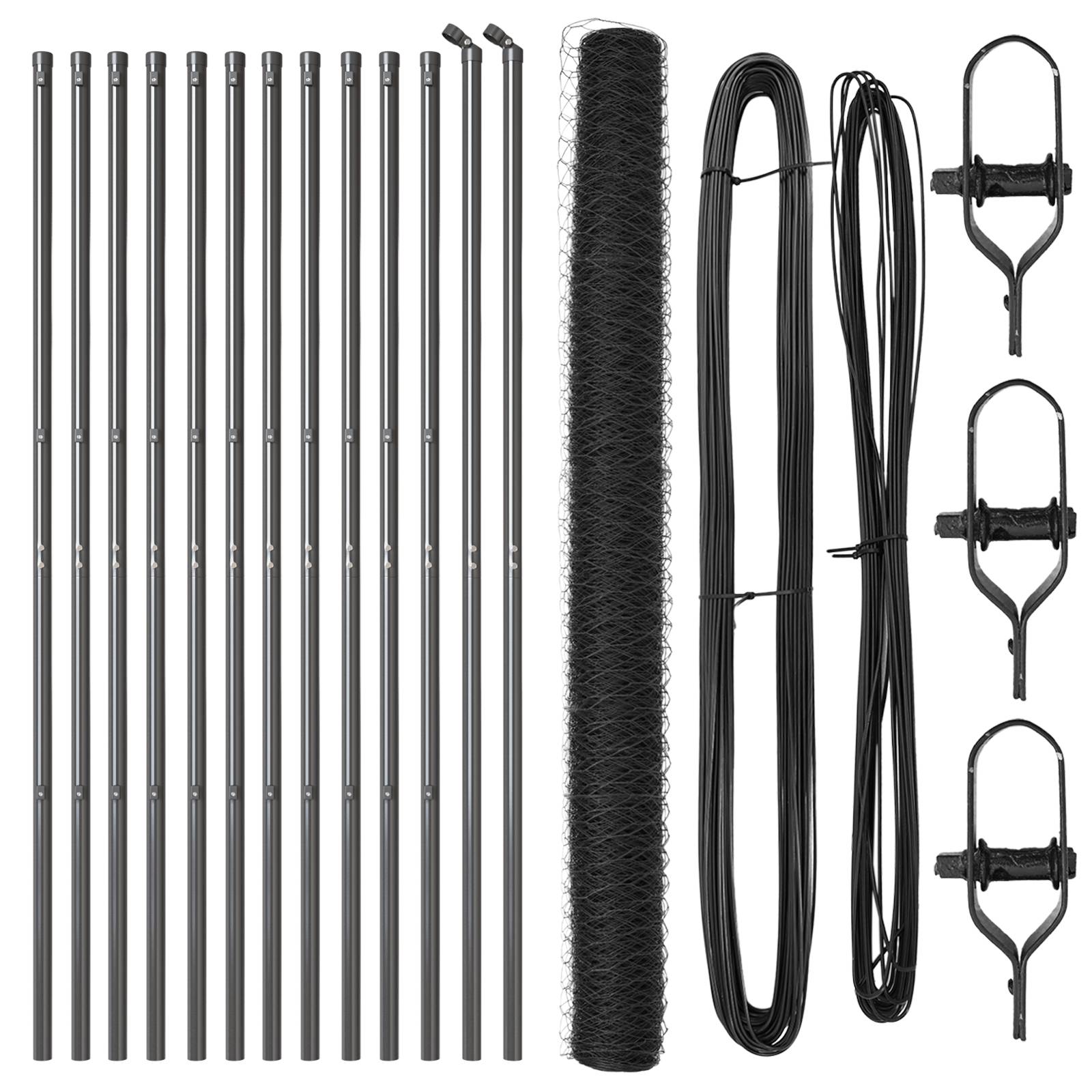 vidaXL Zaunset Set aus 2 Grau Verzinkter Stahl 25m x 1.5m Langlebig