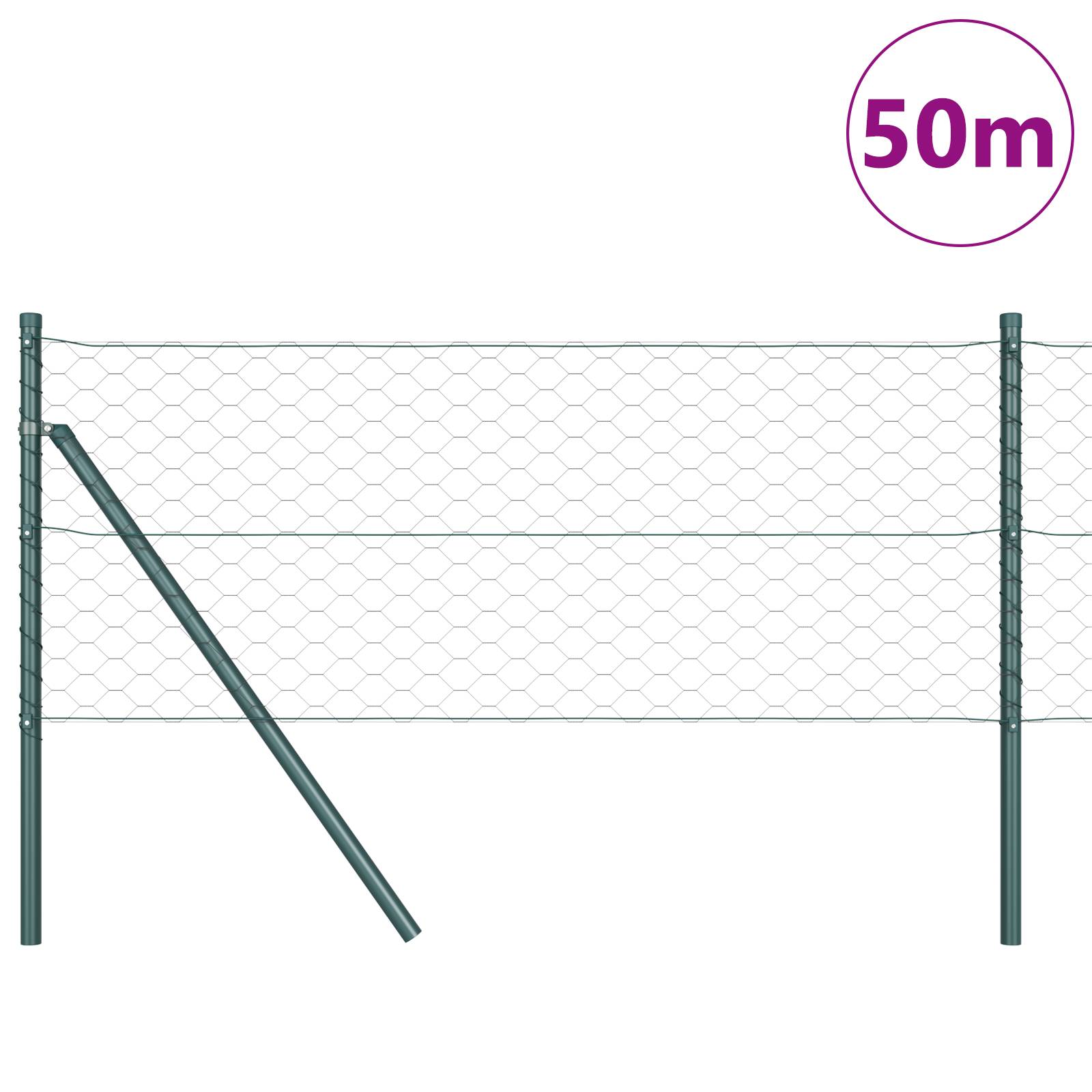 vidaXL Sechseckiger Zaun Grau 0,6x50 m Stahl