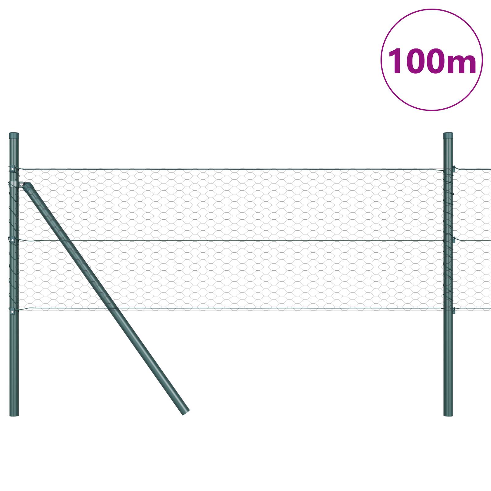 vidaXL Sechseckzaun Grau 0.8x100 m Stahl