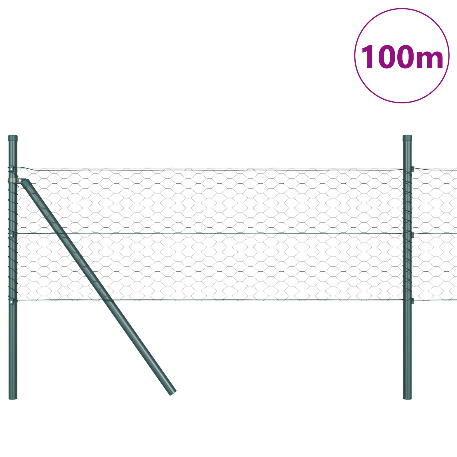 vidaXL Hexagonzaun Grau 0,8x100 m Stahl
