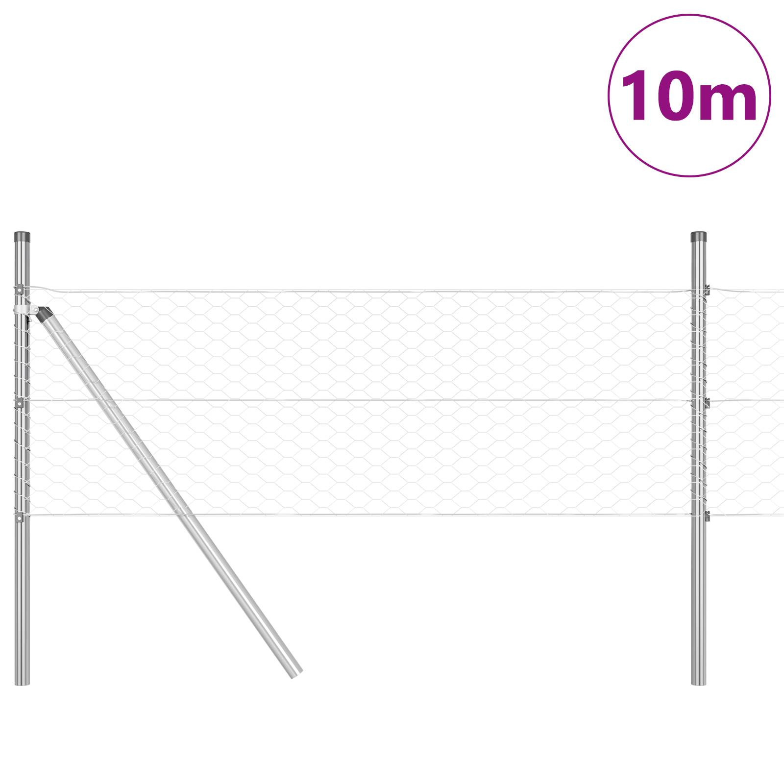 vidaXL Sechseckzaun 0.5x10 m Verzinkter Stahl