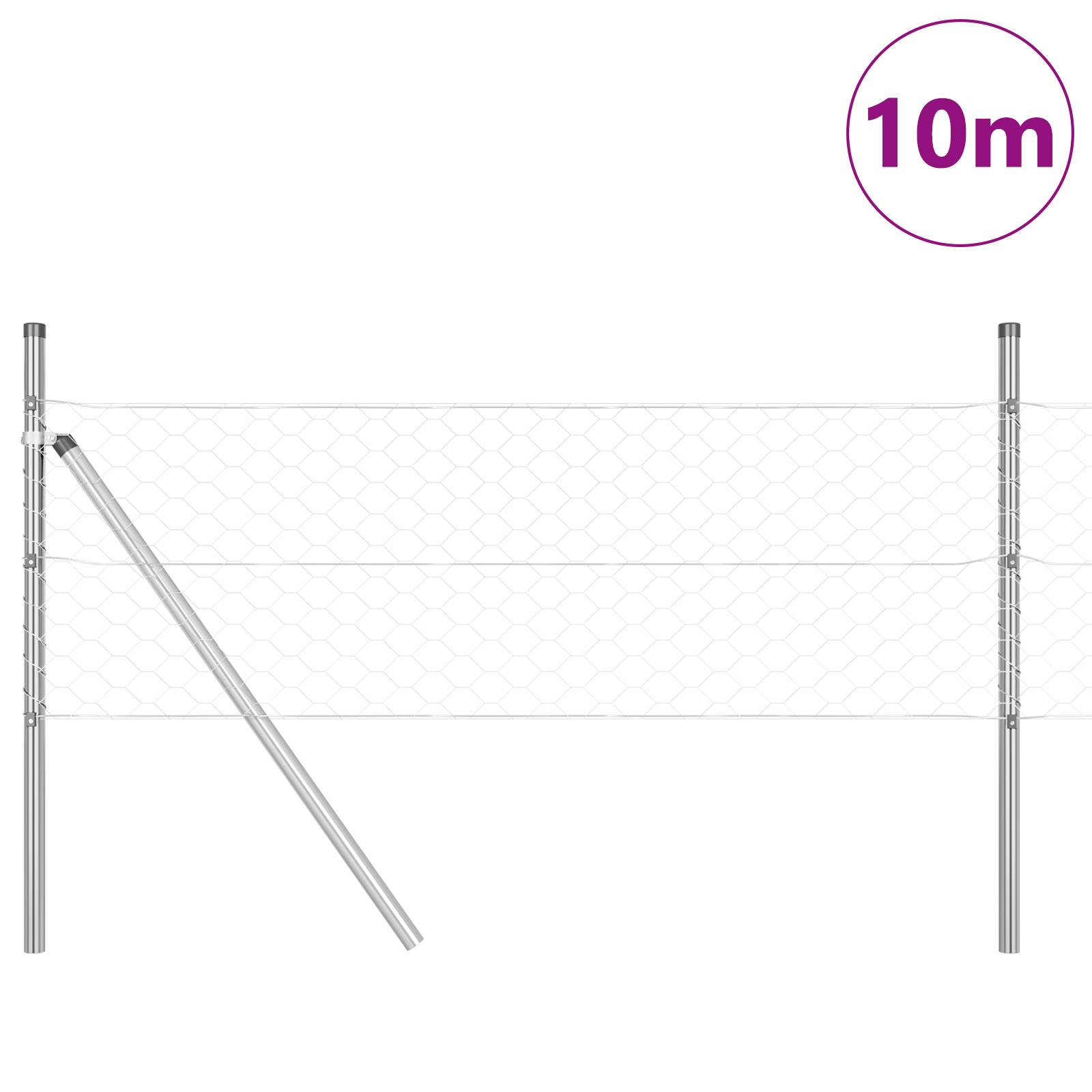 vidaXL Sechseckzaun 0,4 x 10 m verzinkter Stahl