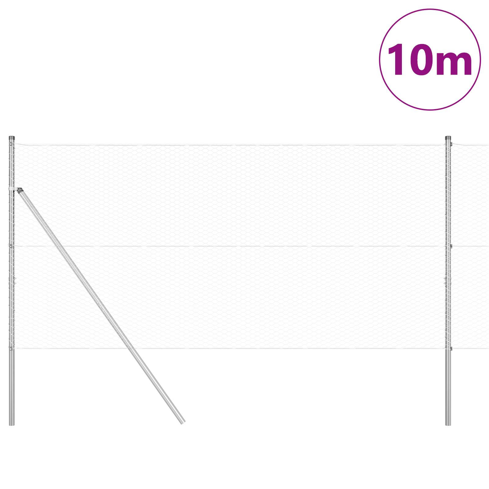vidaXL Sechseckzaun 1,4x10 m Verzinkter Stahl